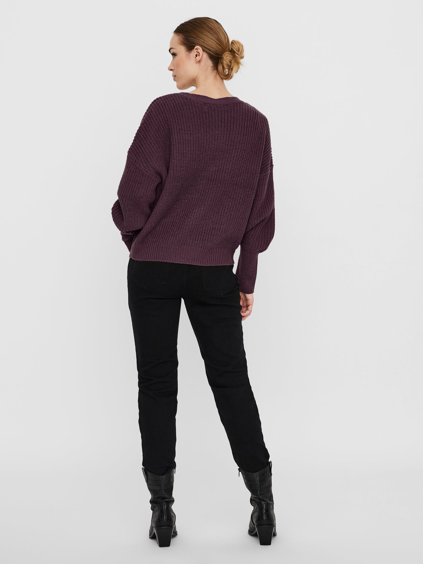 Vmlea Ls V-neck Cuff Cardigan Noos (Winetasting)