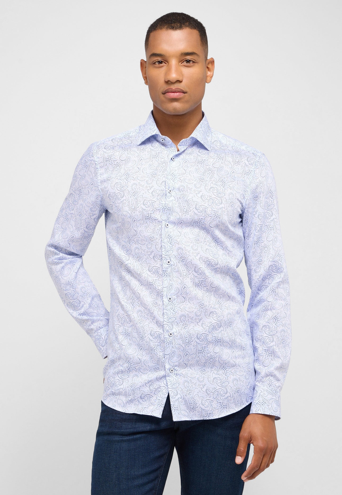 Hemd Twill Langarm (Mittelblau)