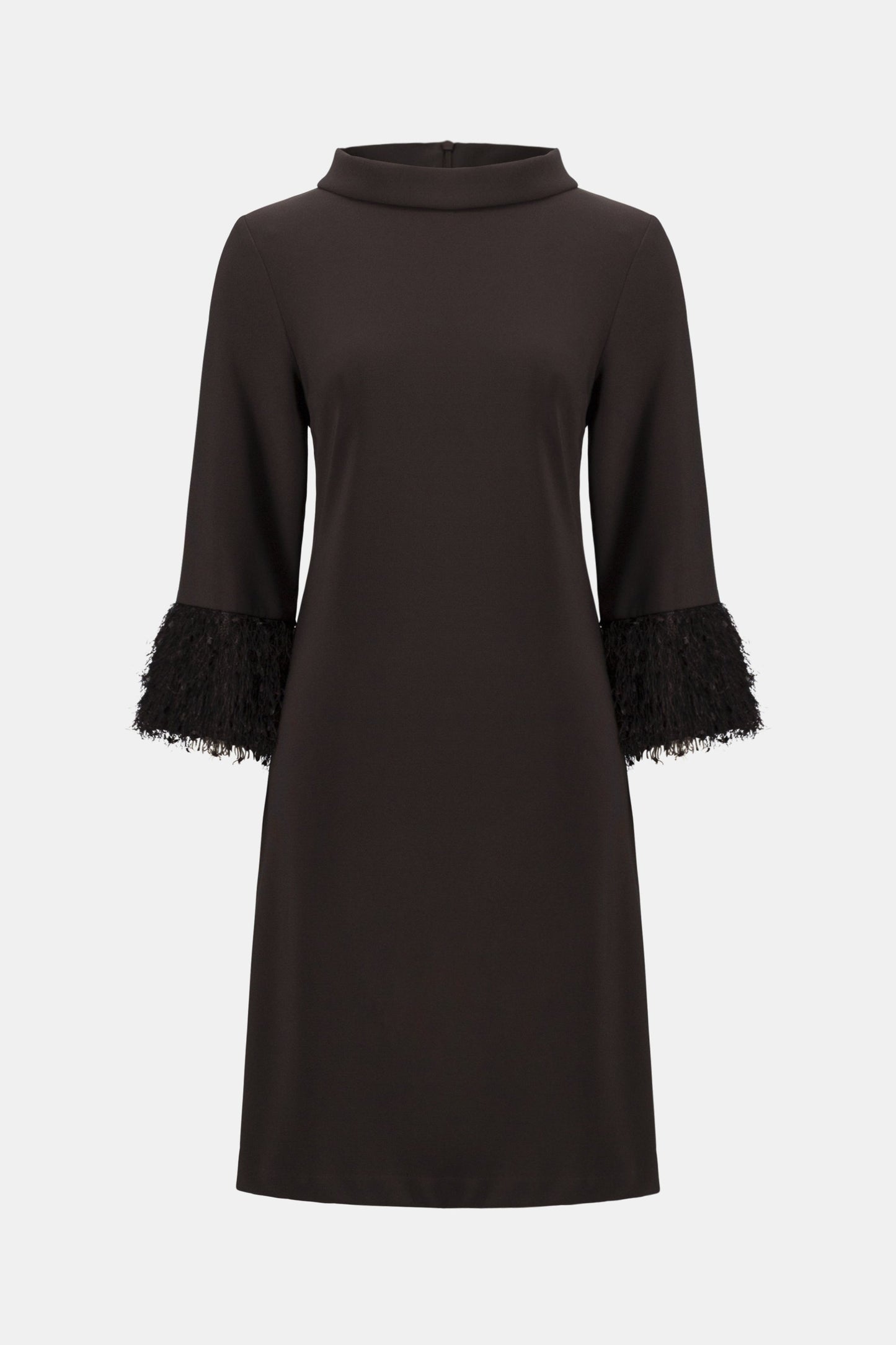 Kleid in A-Linie aus feinem Jersey und neuartigem Stoff (Mokka)