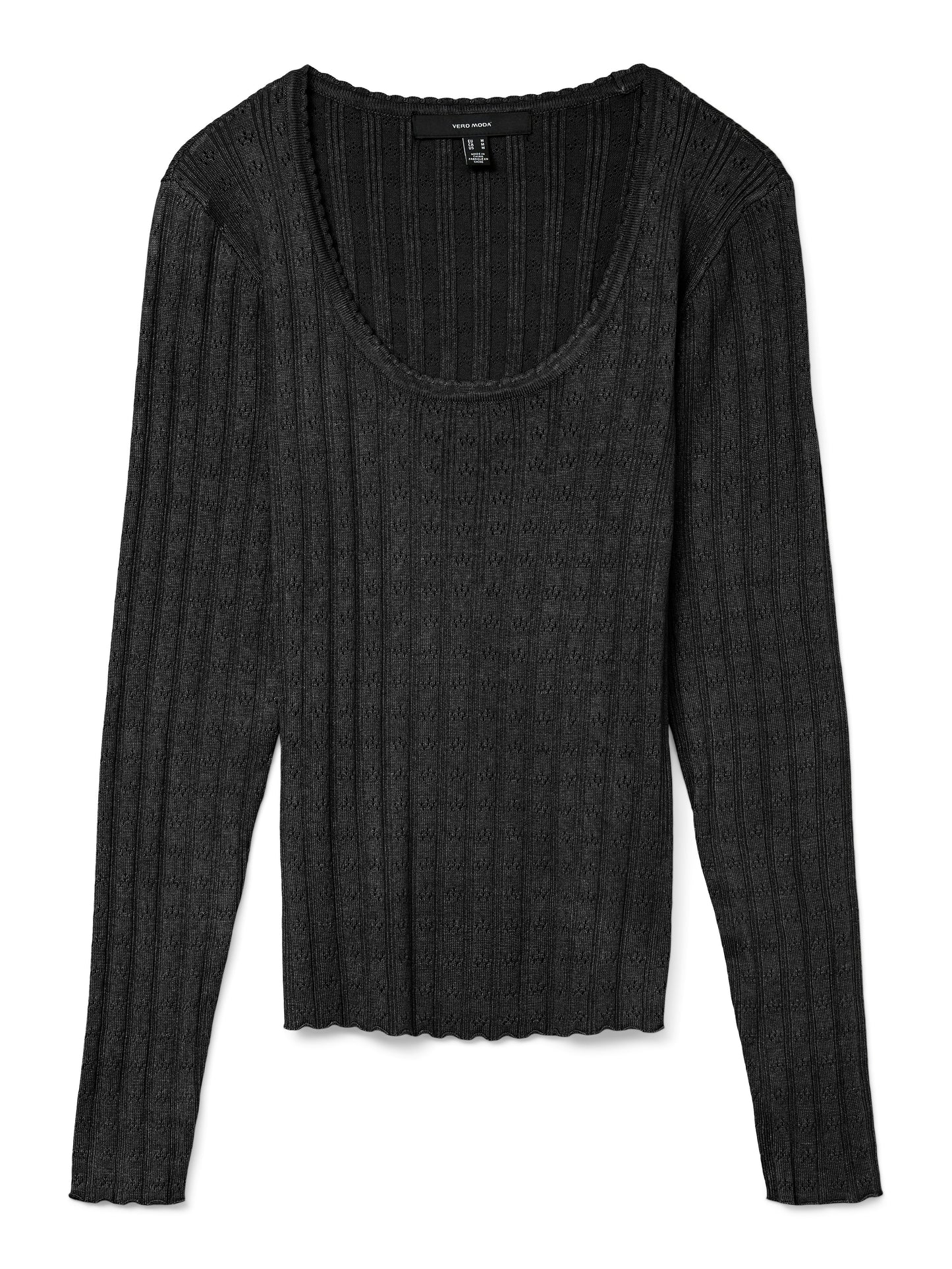 Vmwillow Pointelle Ls U-nck Pullover Boo (Black)