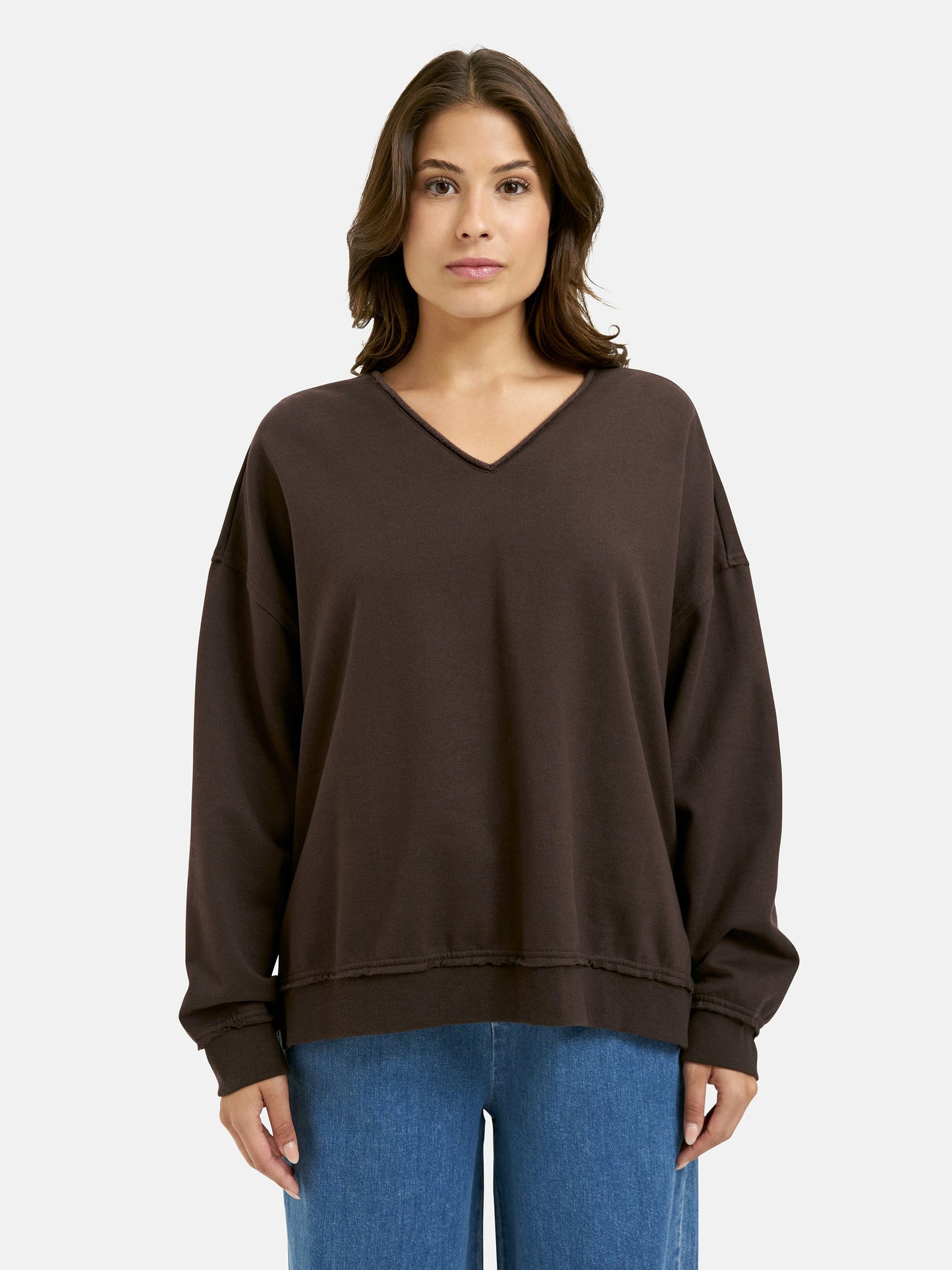 Oversize Sweatshirt Open Edges Vn (Choco)