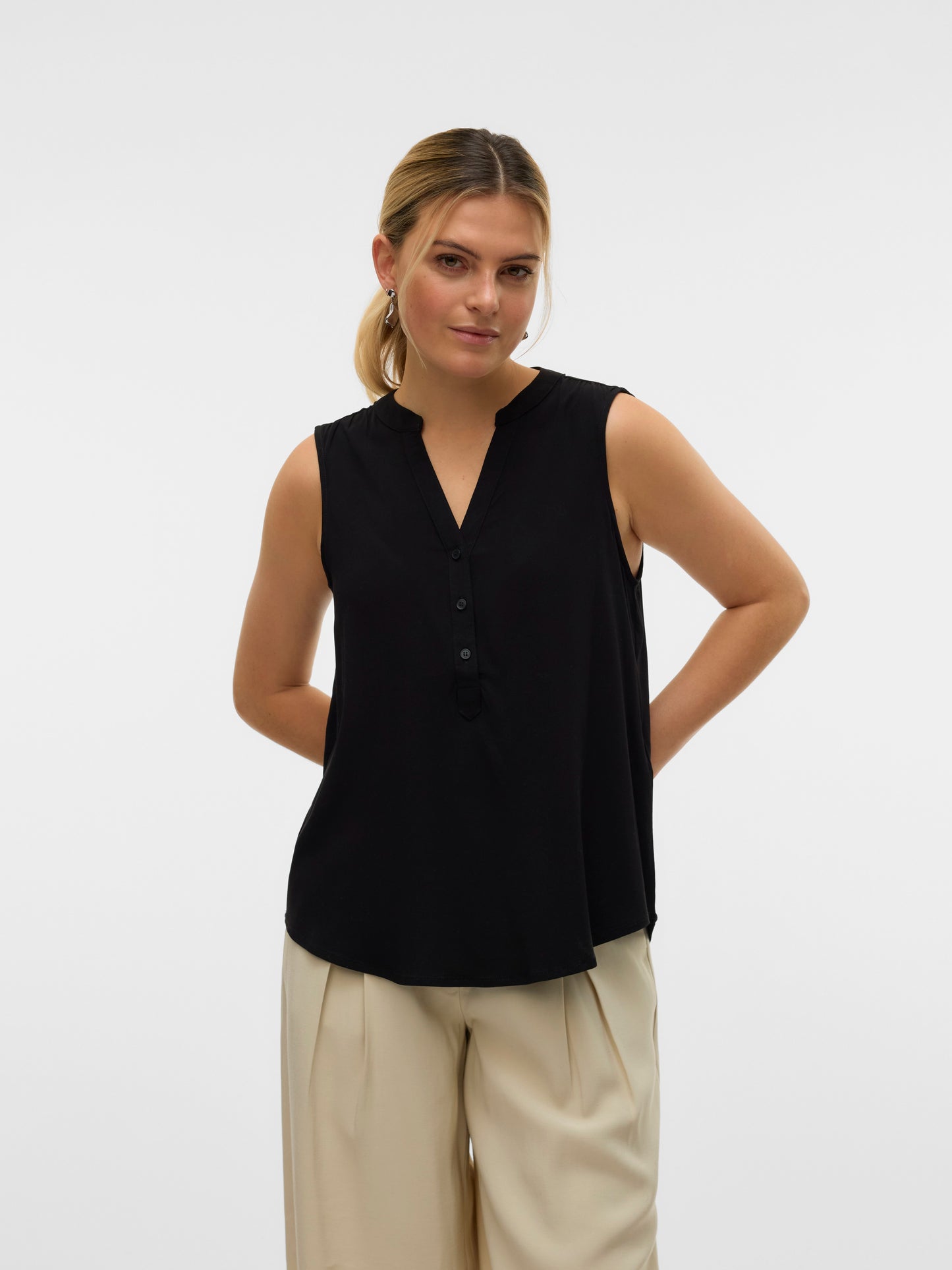 Vmbella Sl V-neck Top Wvn Ga Noos (Black)