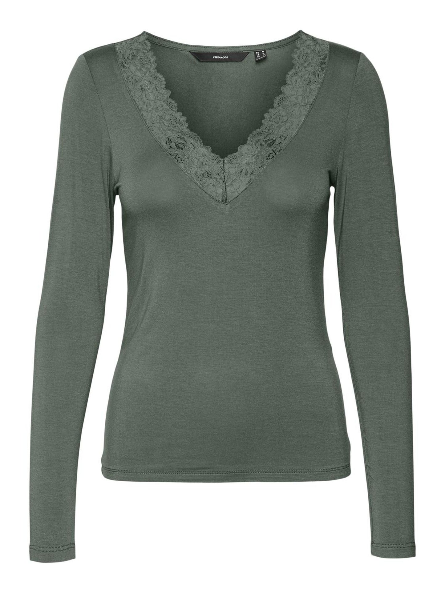 Vmrosa Ls V-neck Lace Top Ga Jrs Noos (Laurel Wreath)