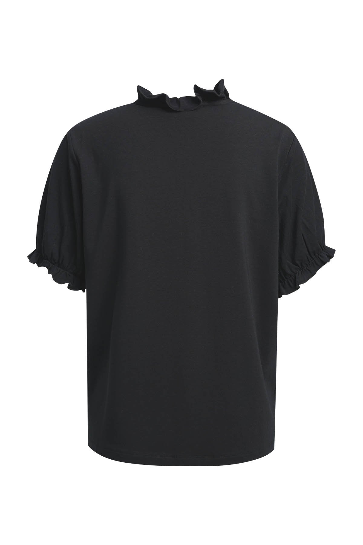 Relaxed T-Shirt Ruffle Sleeves (Black)