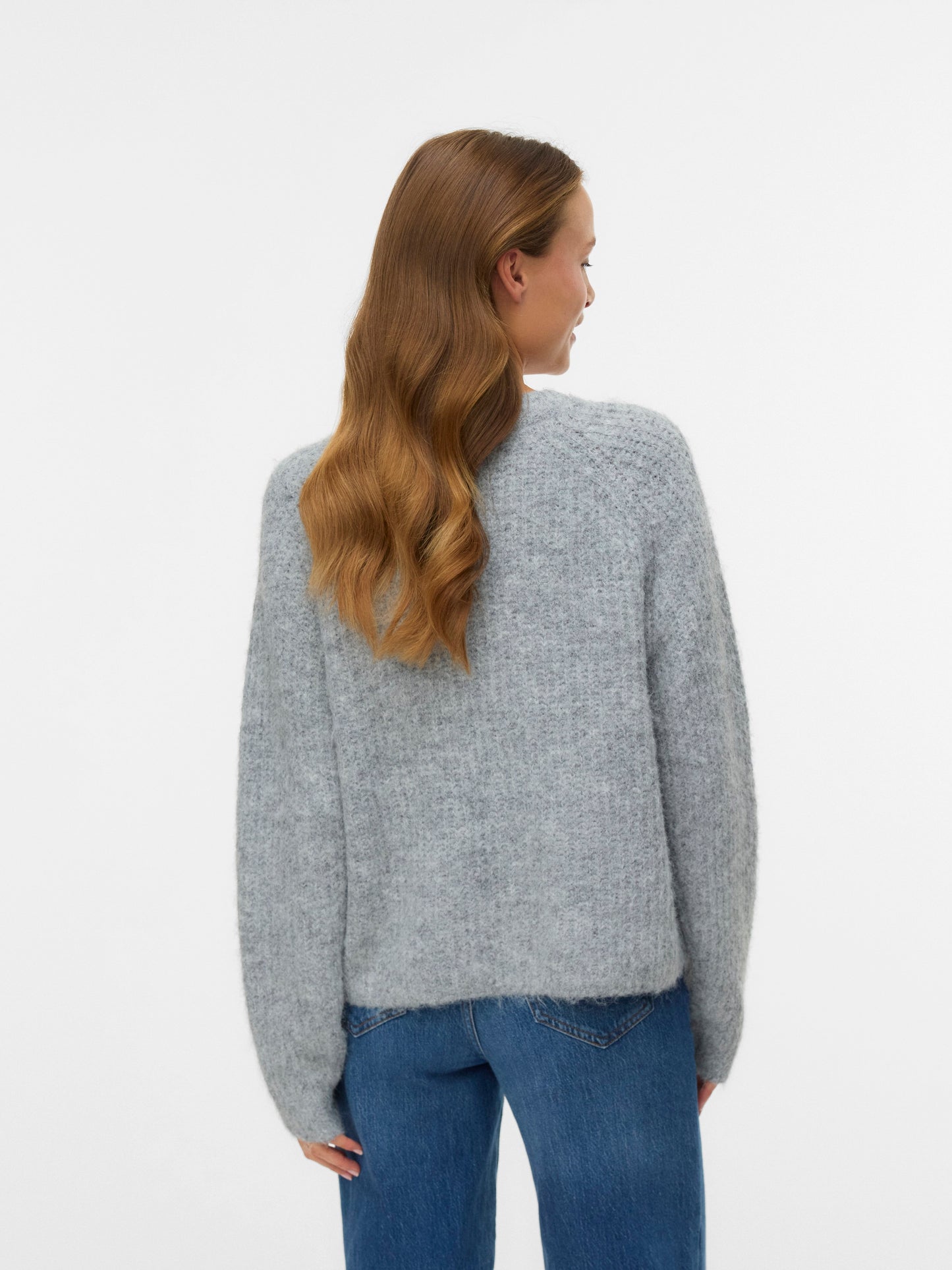Vmnovah Rib Ls V-neck Pullover (Medium Grey M)