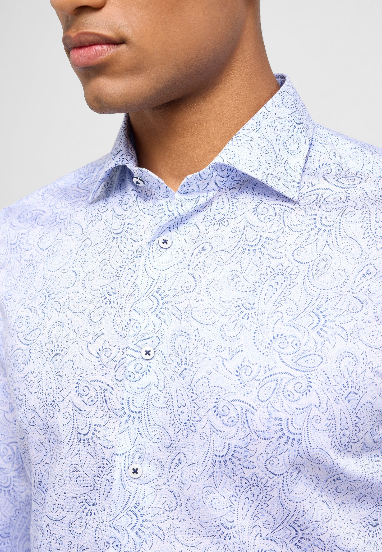 Hemd Twill Langarm (Mittelblau)