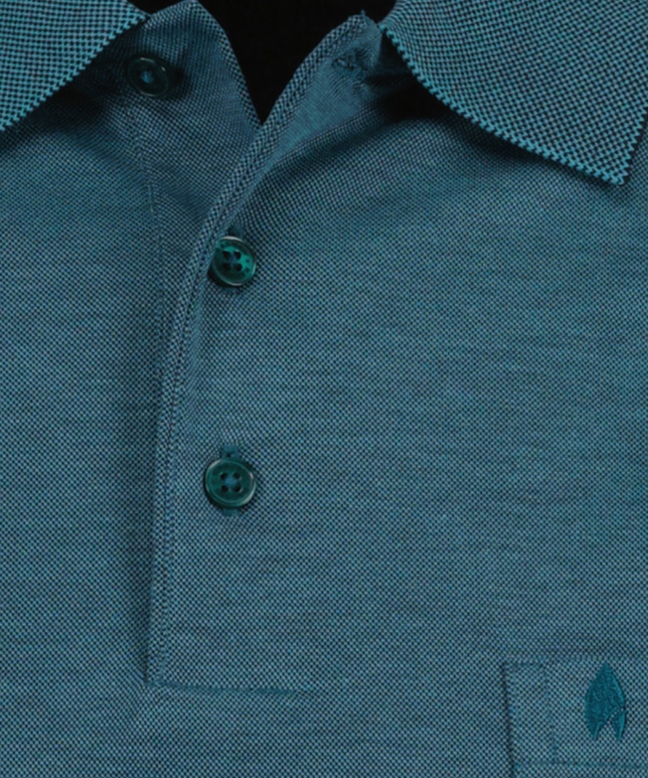 Softknit-Polo mit Brusttasche, Langarm (Dunkelgrun)