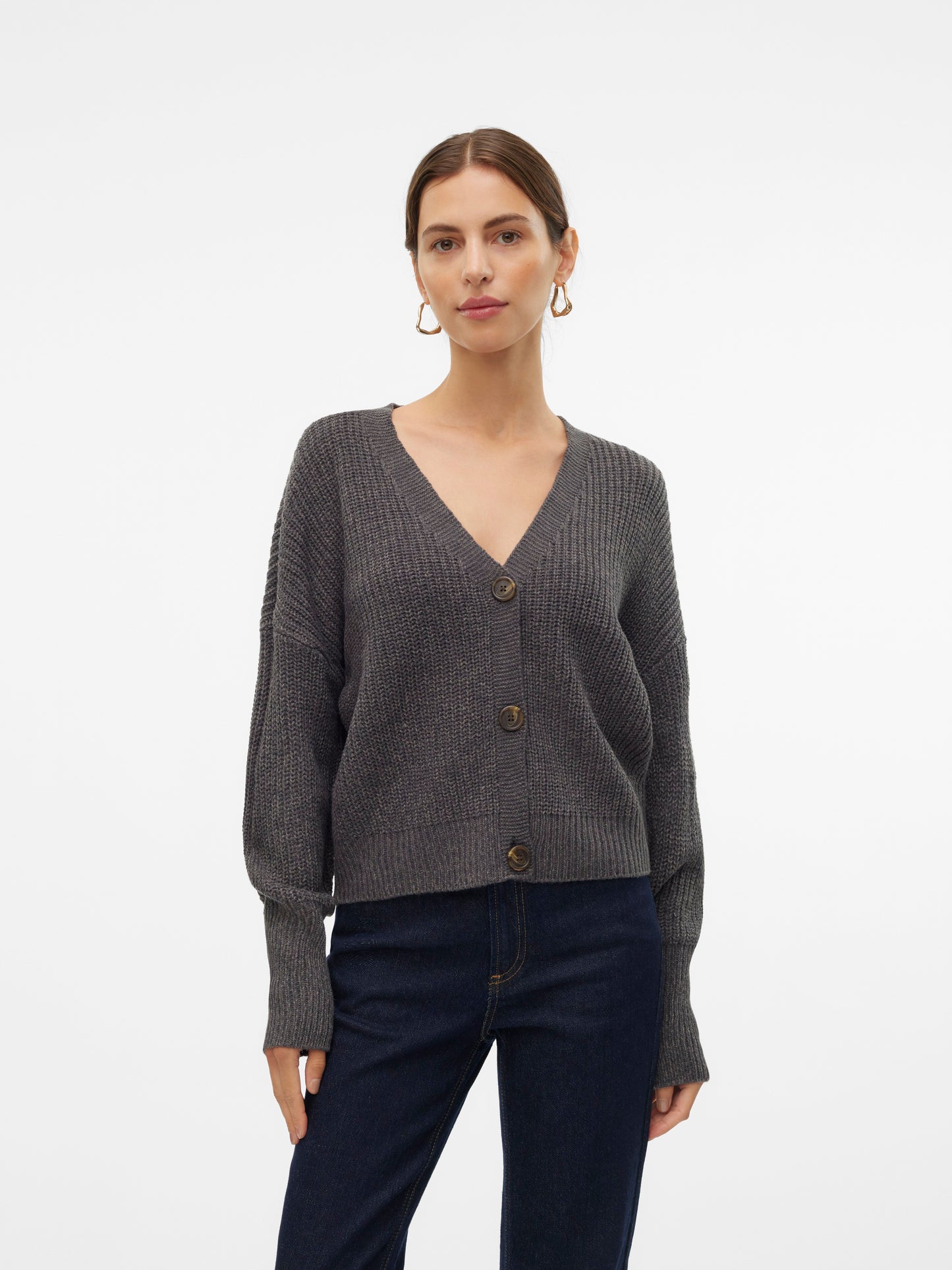 Vmlea Ls V-neck Cuff Cardigan Noos (Asphalt/w.)