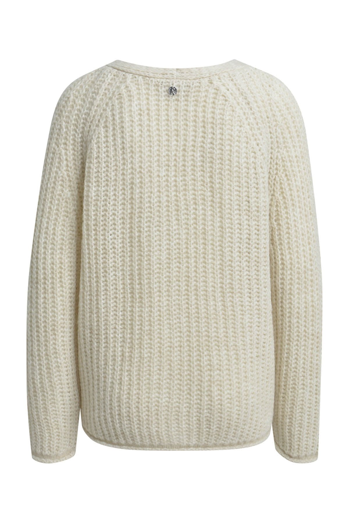 Hairy Raglan V-neck Cardigan (Wool White)