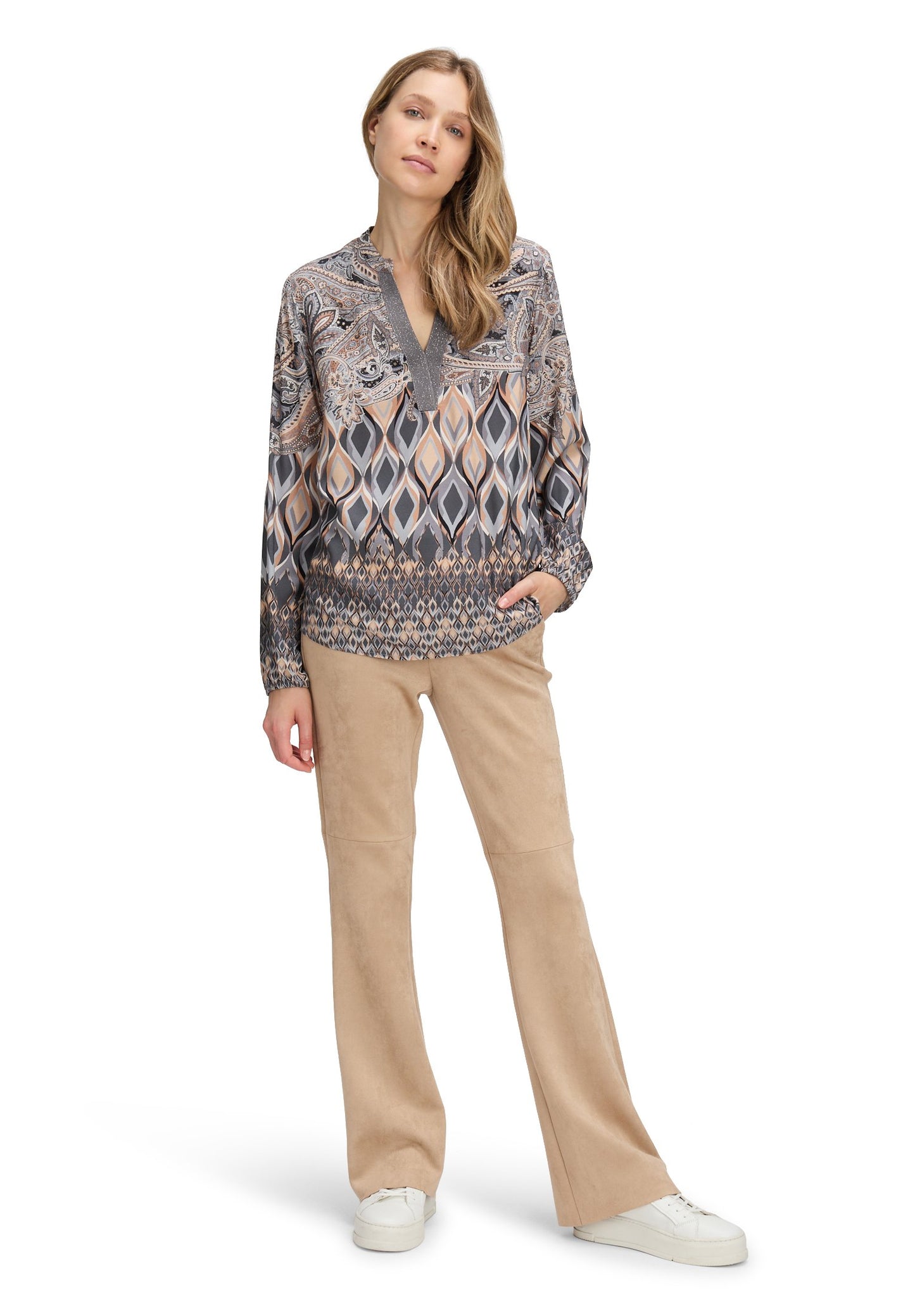 Longbluse (Grey/beige)