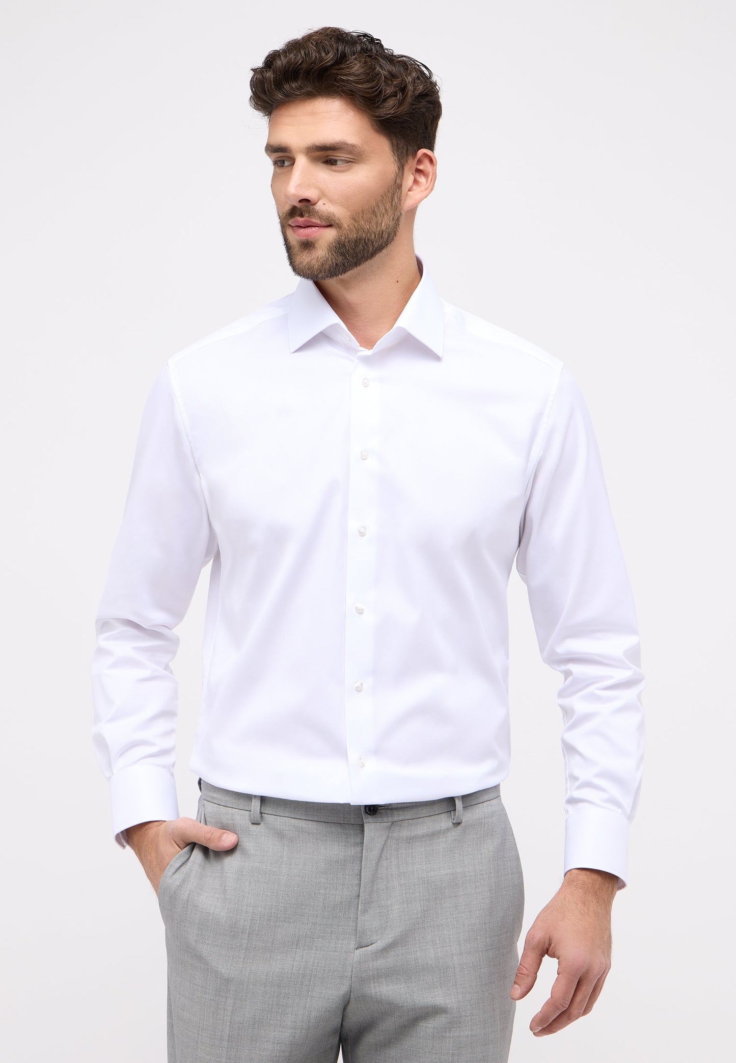 Eterna Langarm Hemd Modern Fit Cover Shirt Twill (Weiss)