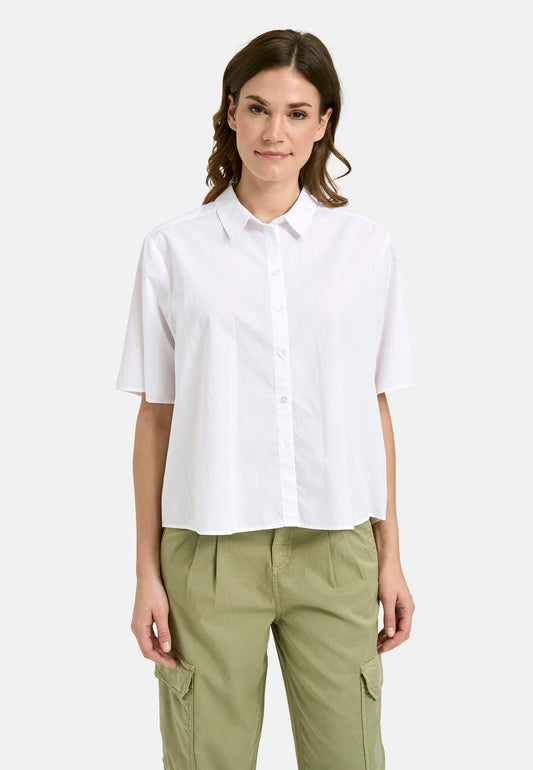 Boxy Shirt Collar Blouse (White)