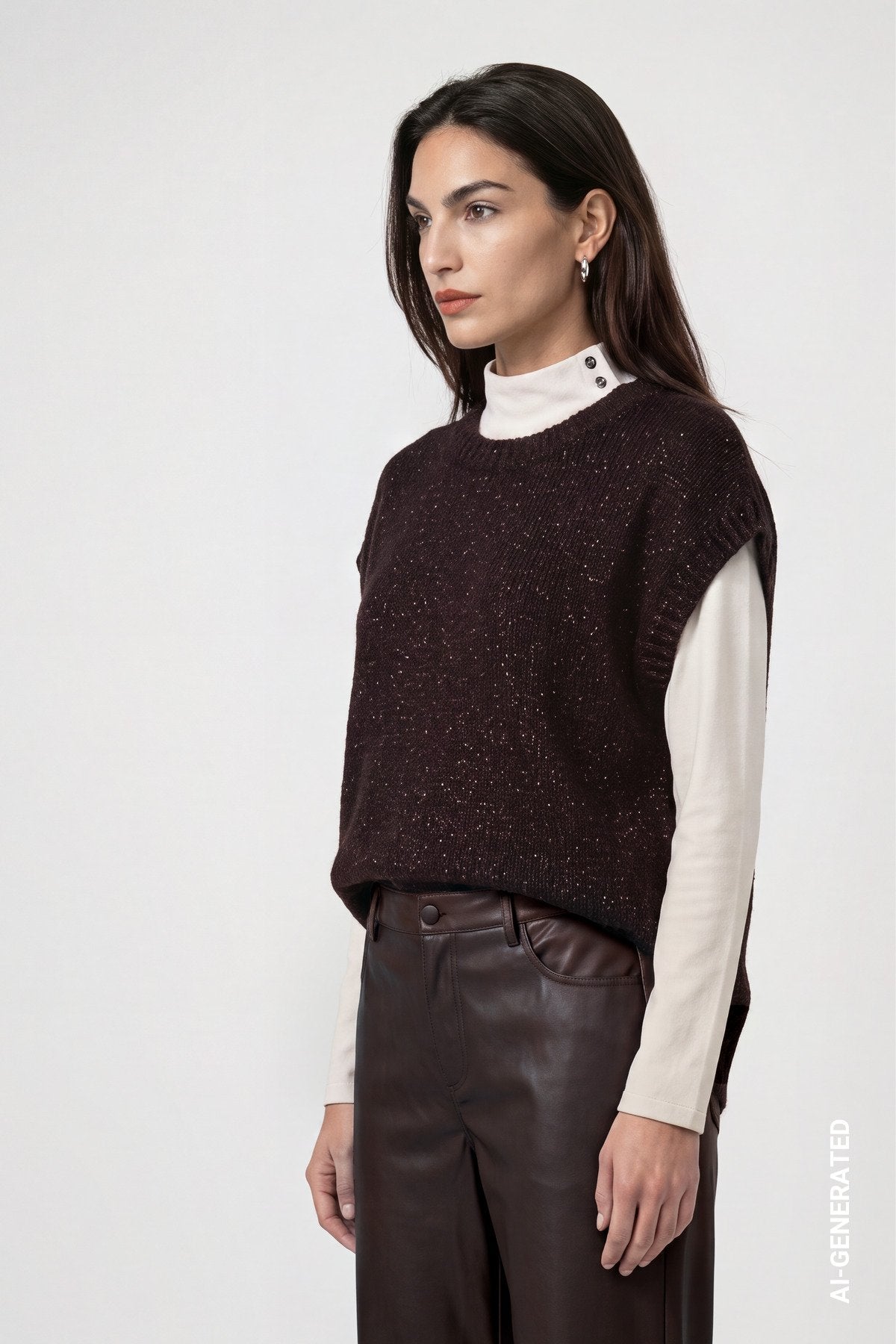 Strickpullunder mit Lurex (Black Coffee)