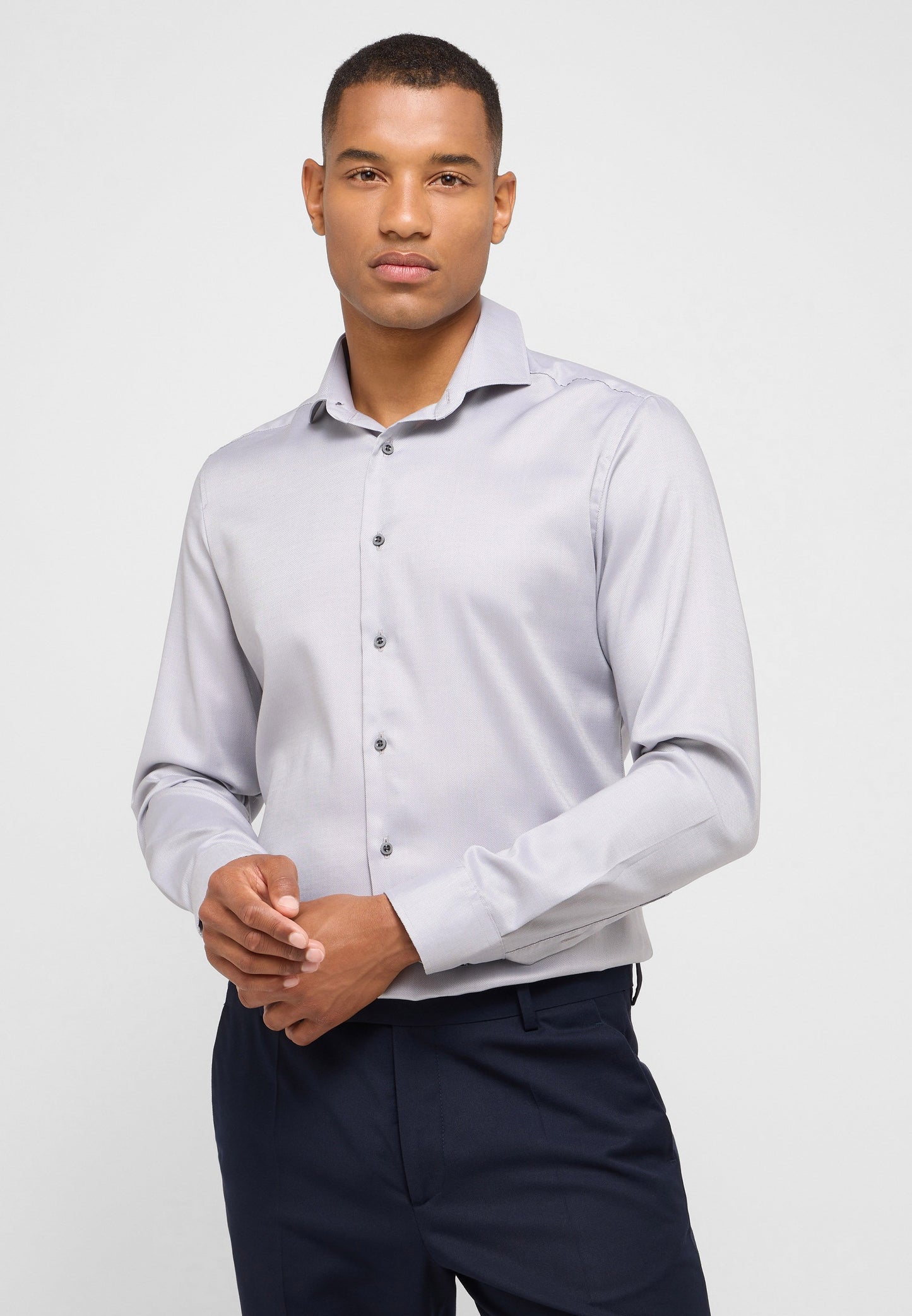 Performance Shirt Natté-Stretch Langarm (Grau)