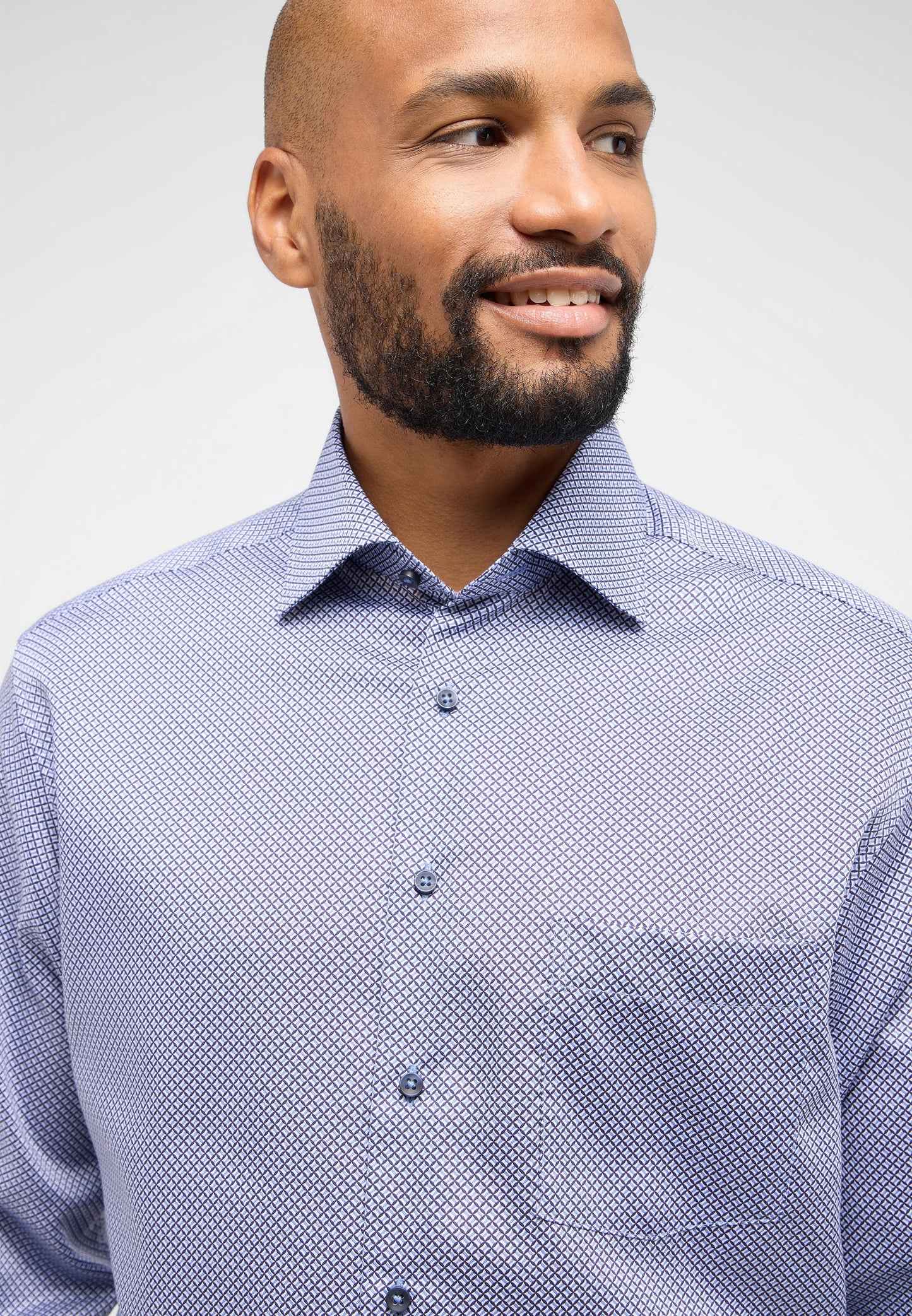Hemd Twill Langarm (Mittelblau)
