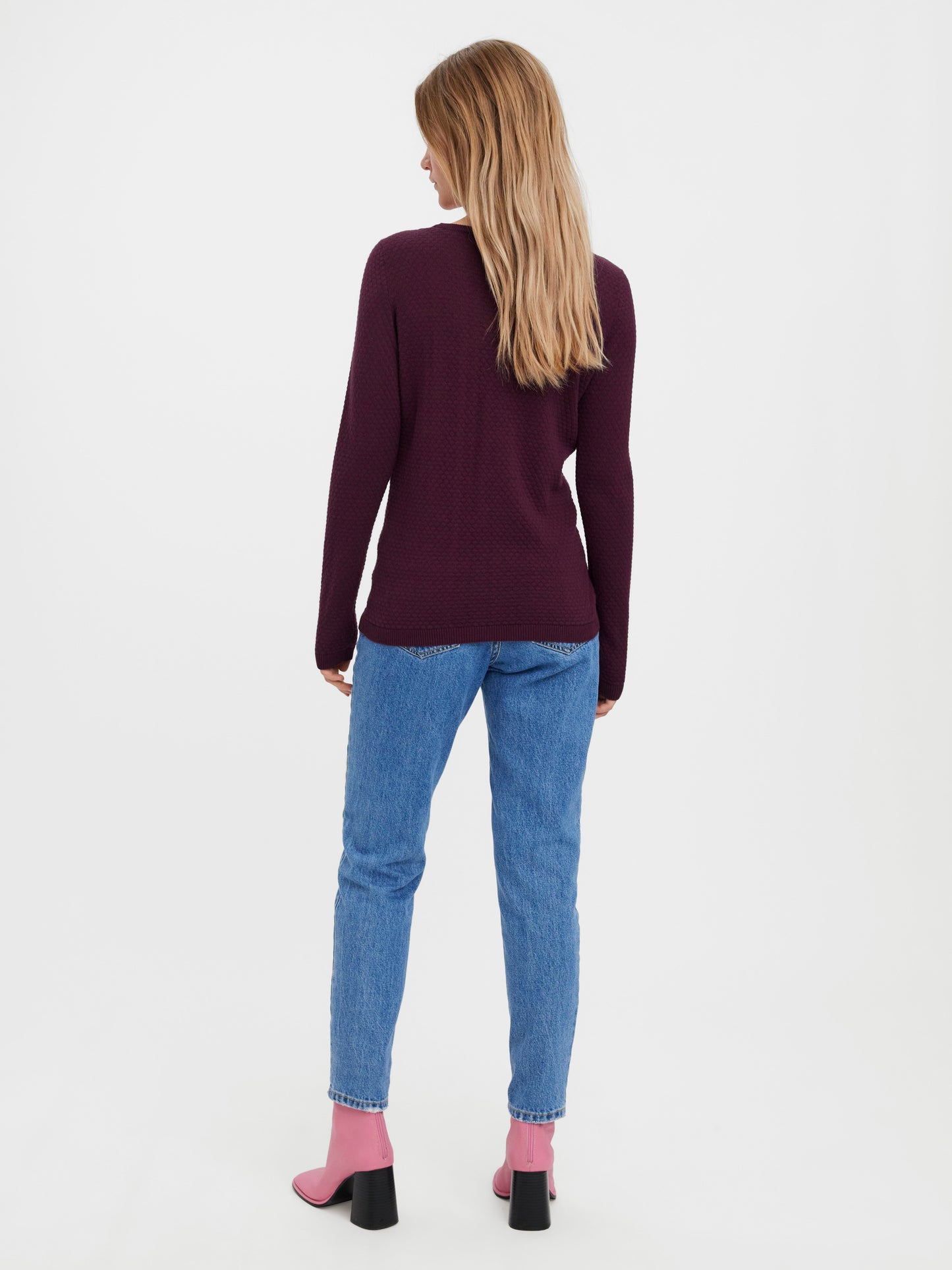 Vmcare Structure Ls O-neck Blou Noos (Winetasting)