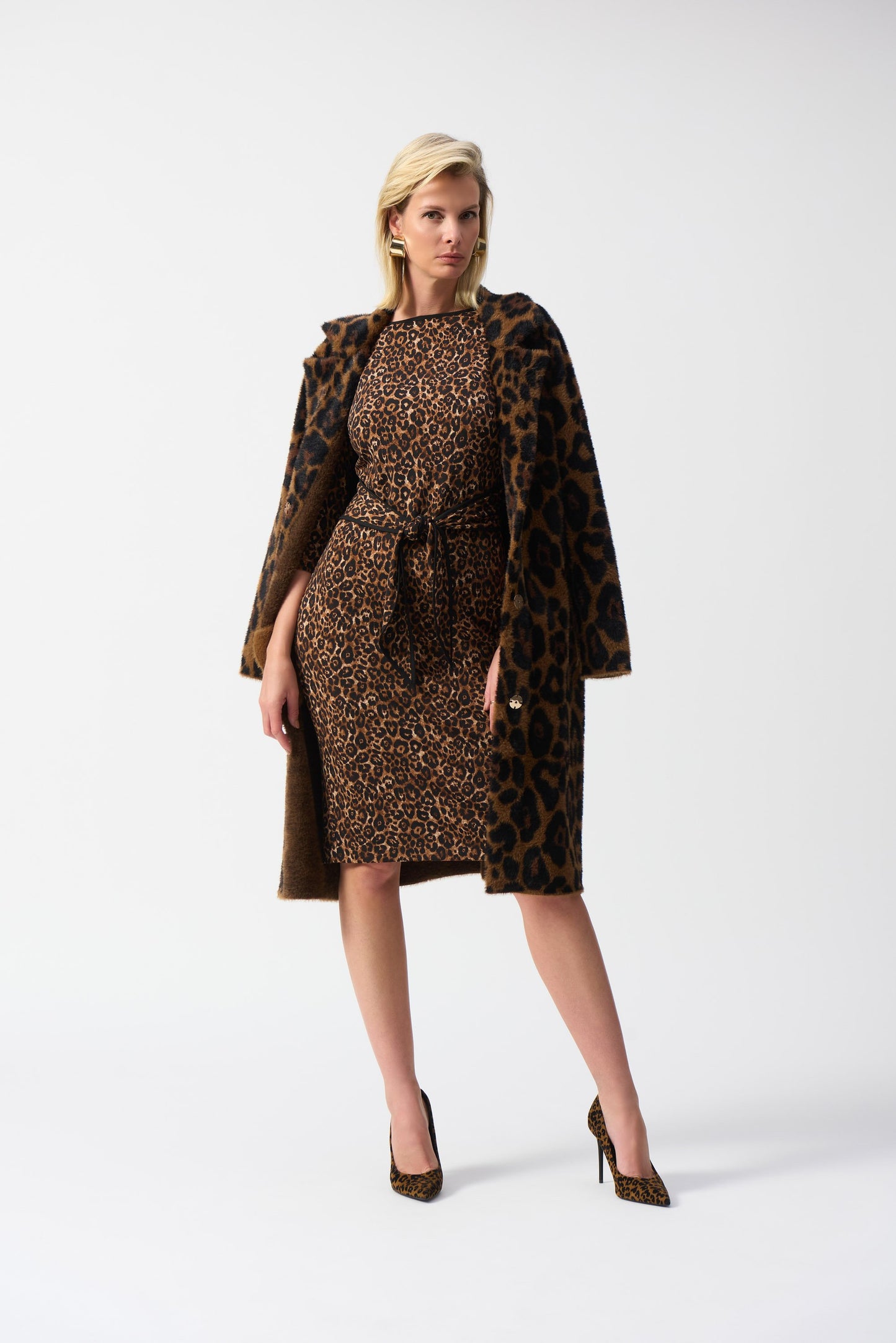 Etuikleid aus feinem Jersey mit Animalprint (Beige/schwarz)