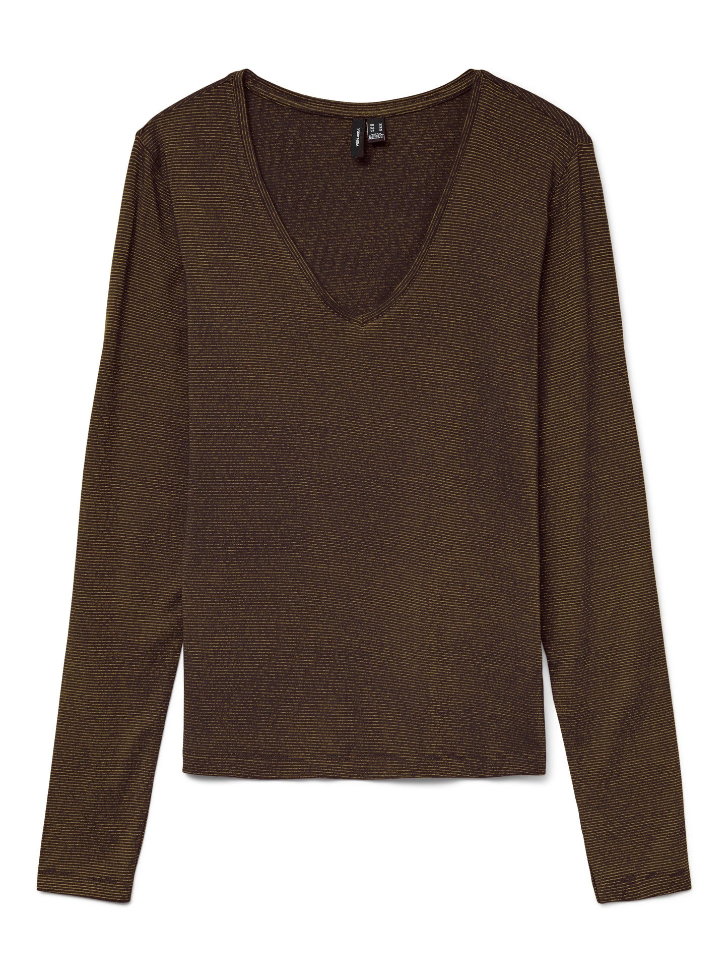 Vmlava Glitter Ls V-neck Top Stripe Noos (Chocolate)