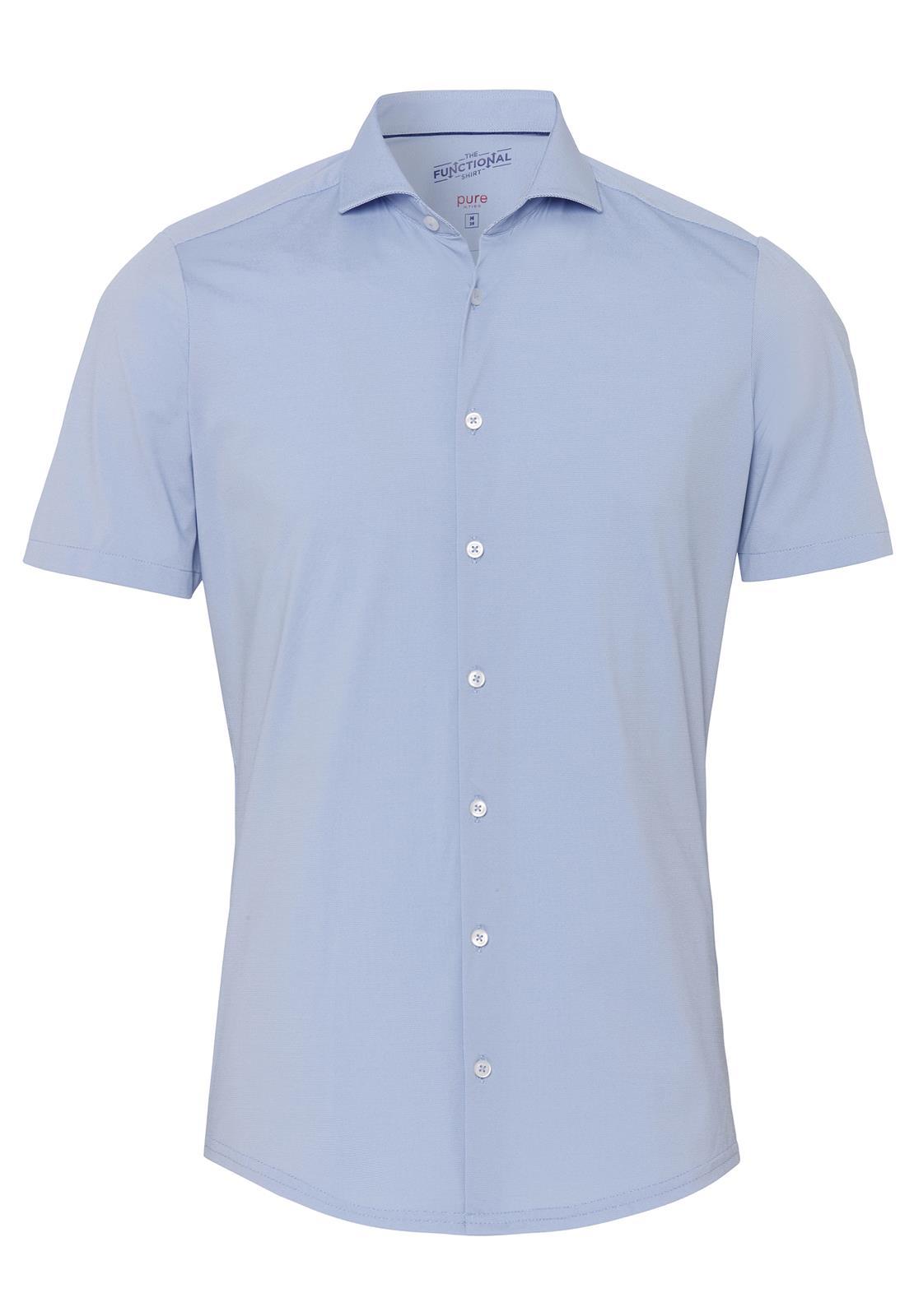 PURE- Functional Hemd Halbarm (Uni Mittelblau)