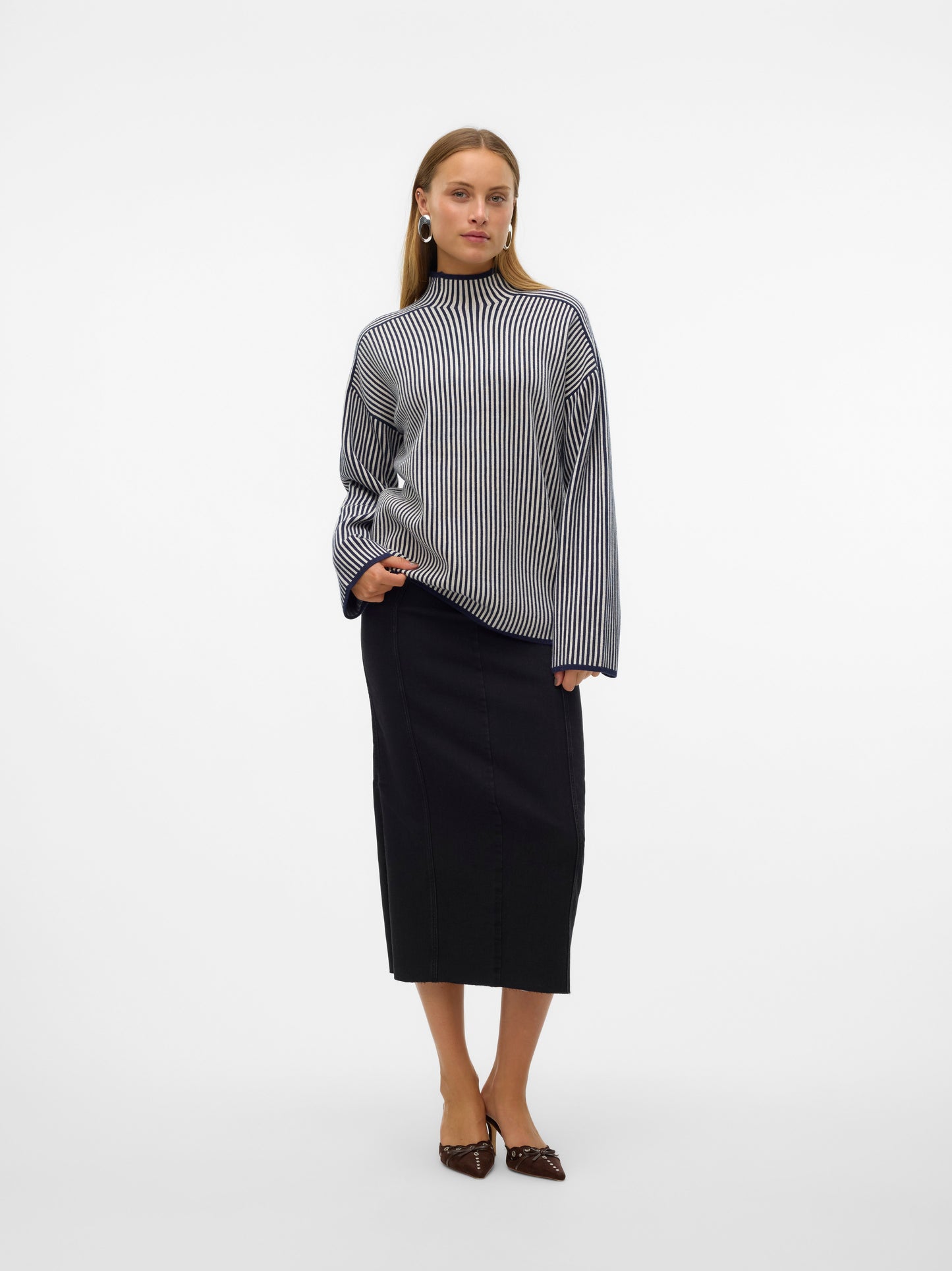 Vmgold Ls Highneck Pinstripe Pullover Ga (Navy Blaze)