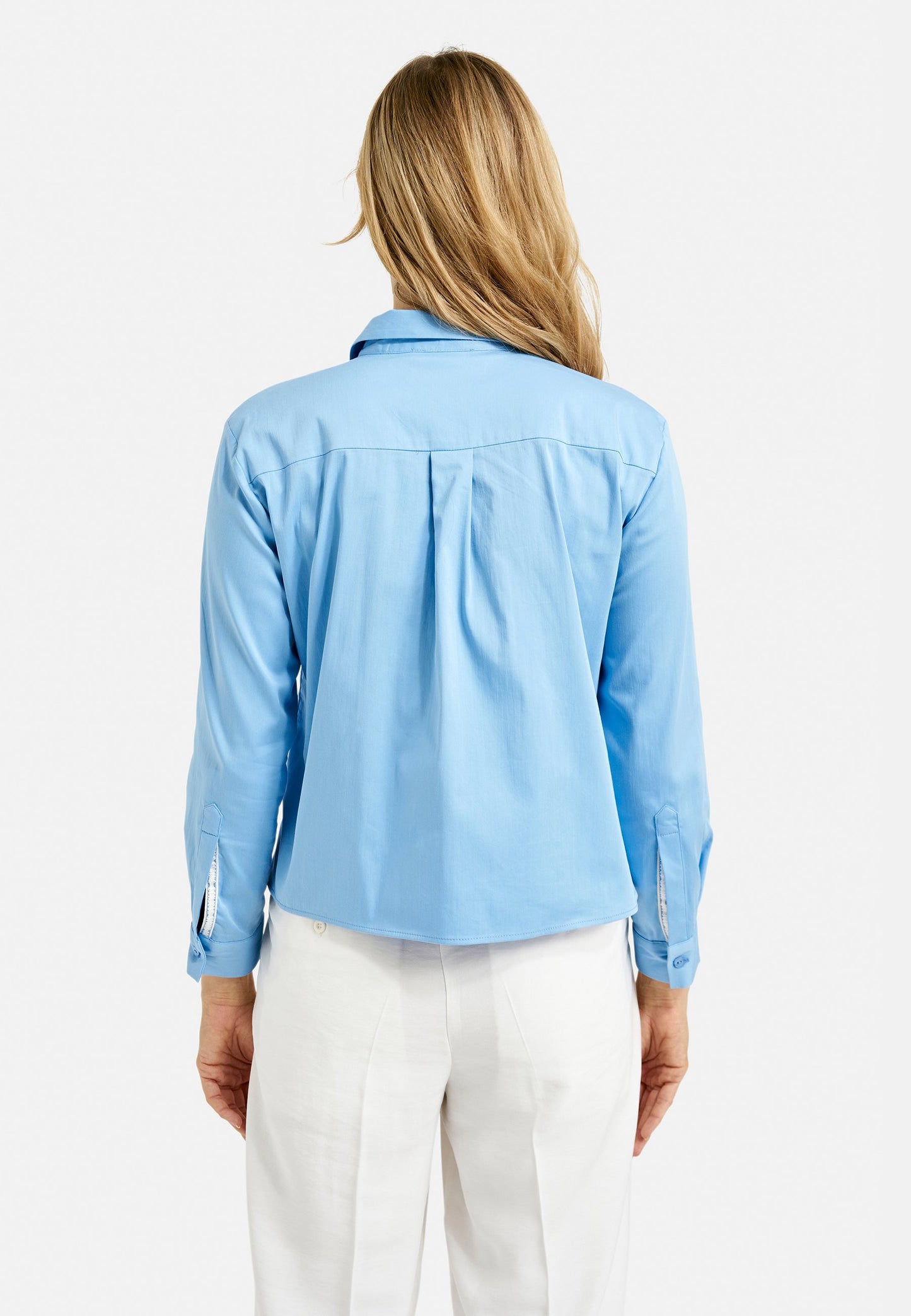 Solid Shirt Collar Blouse (True Blue)