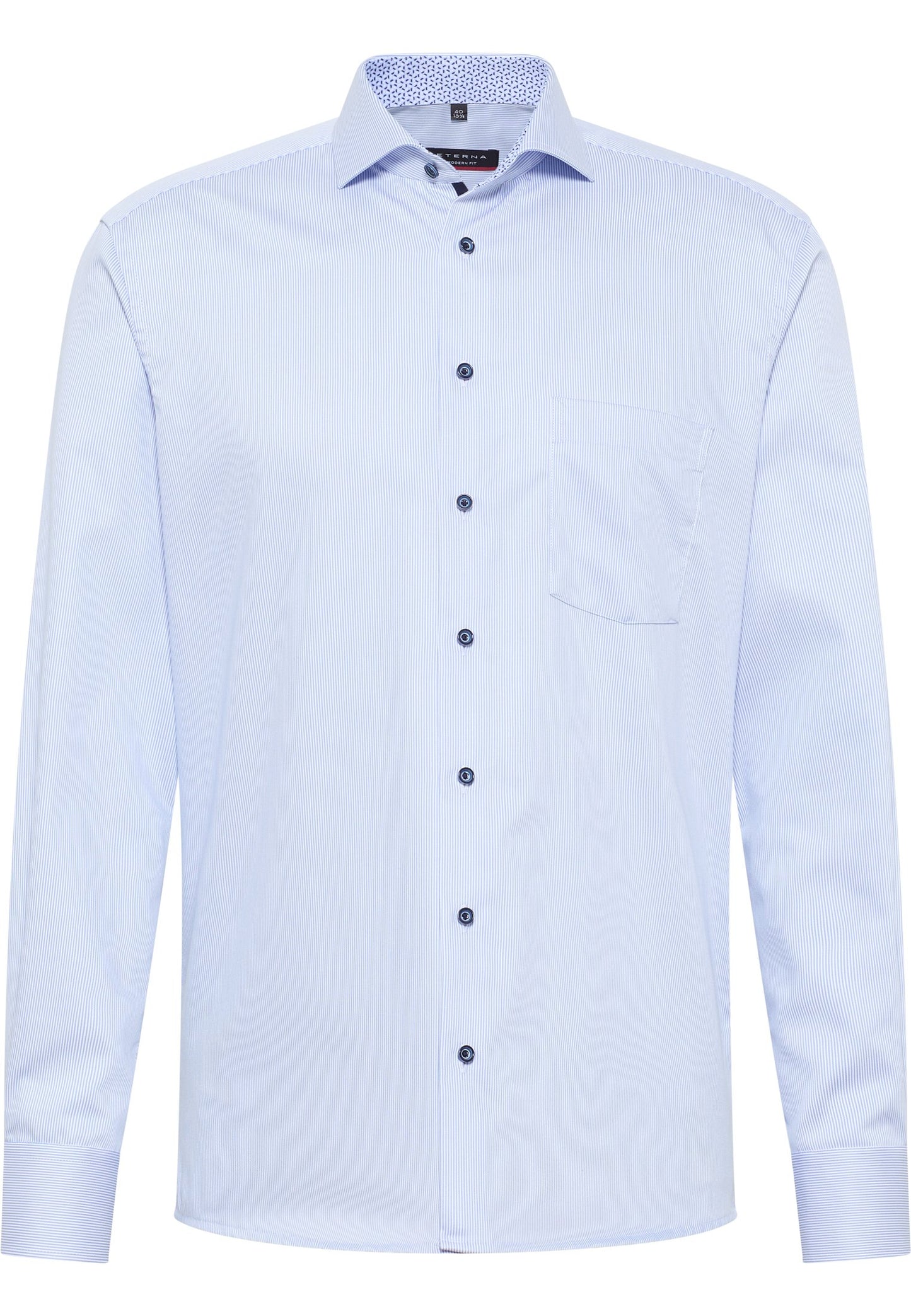 Hemd Satingewebe Langarm (Mittelblau)
