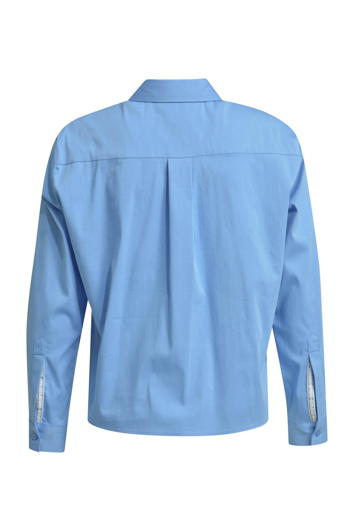 Solid Shirt Collar Blouse (True Blue)