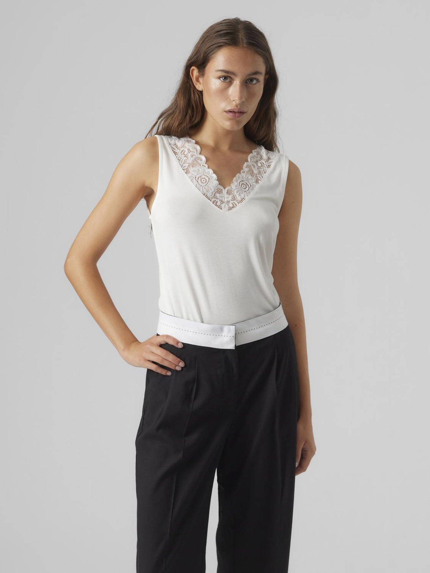 Vmrosa Sl V-neck Top Ga Jrs Noos (Snow White)