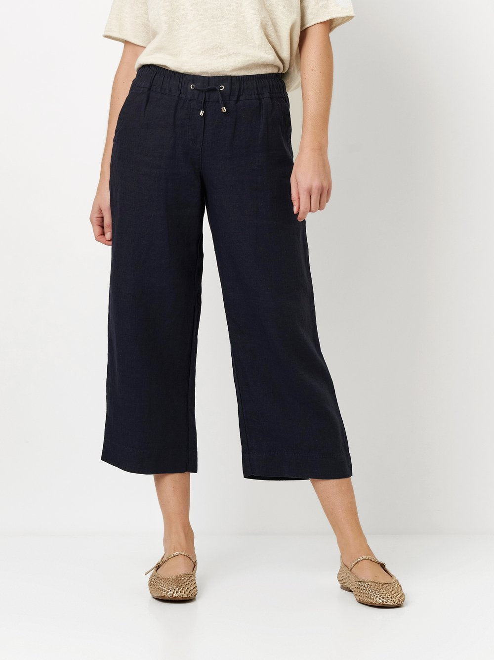 Pia Wide Leg 3/4 (Navy)