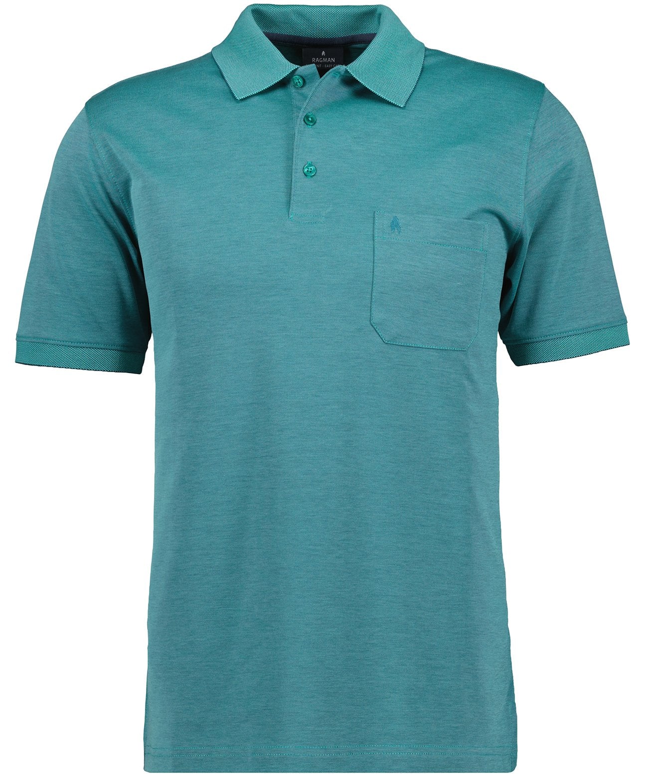 Softknit-Polo mit Brusttasche, kurzarm (Smaragd)