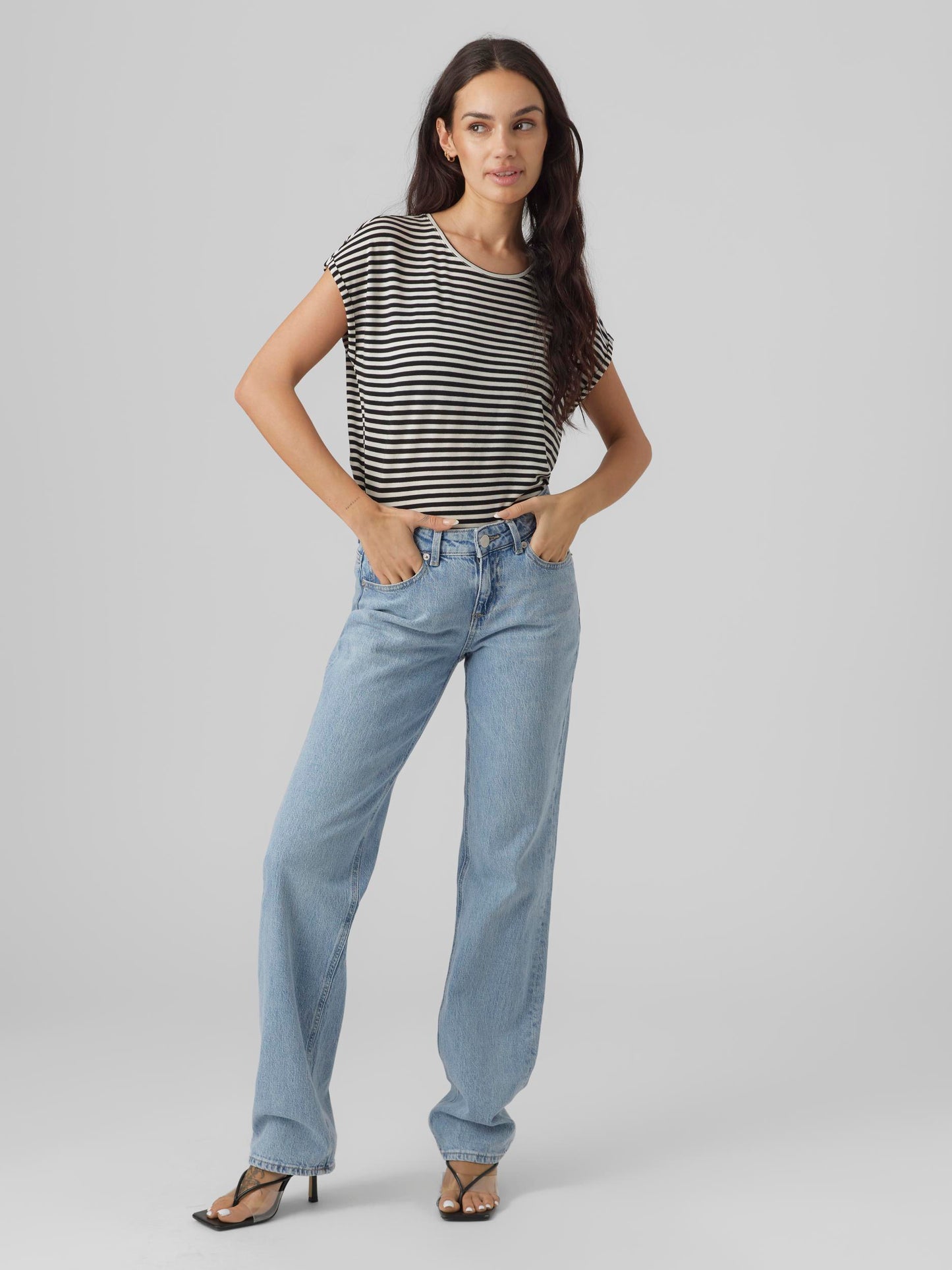 Vmava Plain Ss Top Stripe Ga Jrs Noos (Black/pris)