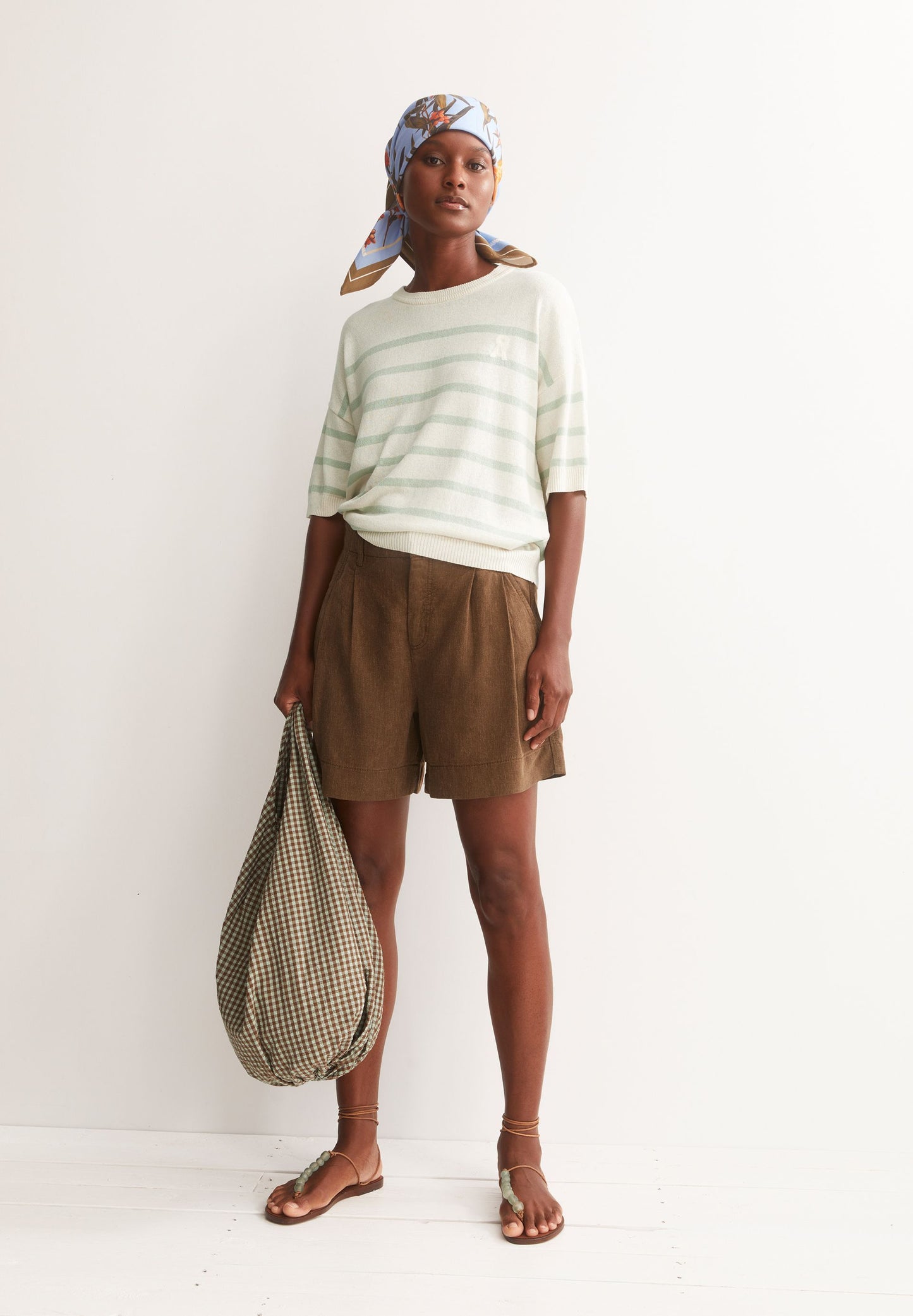 Striped Linen Blend Sweater (Undyed-foam)