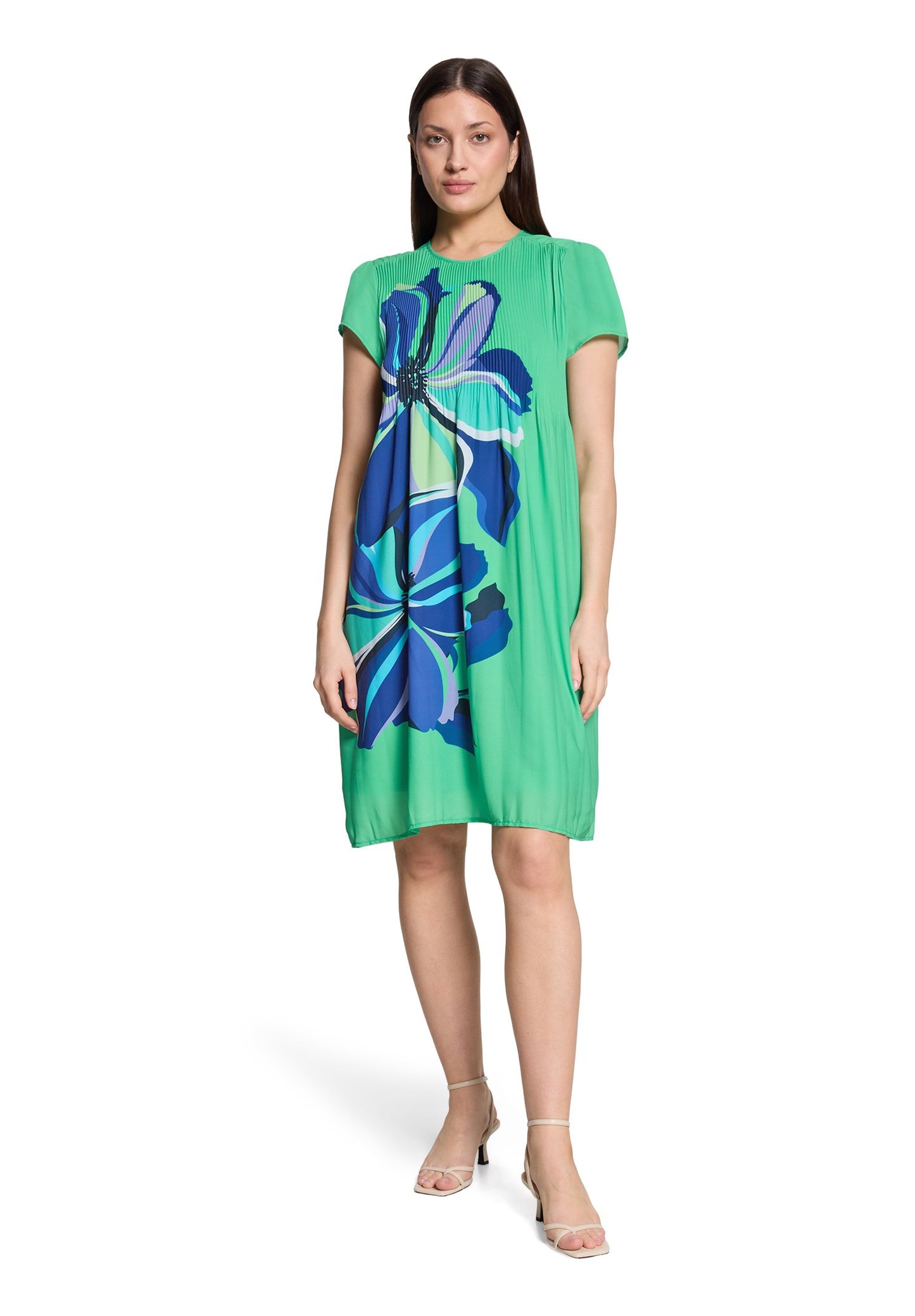 Plisseekleid (Green/cream)