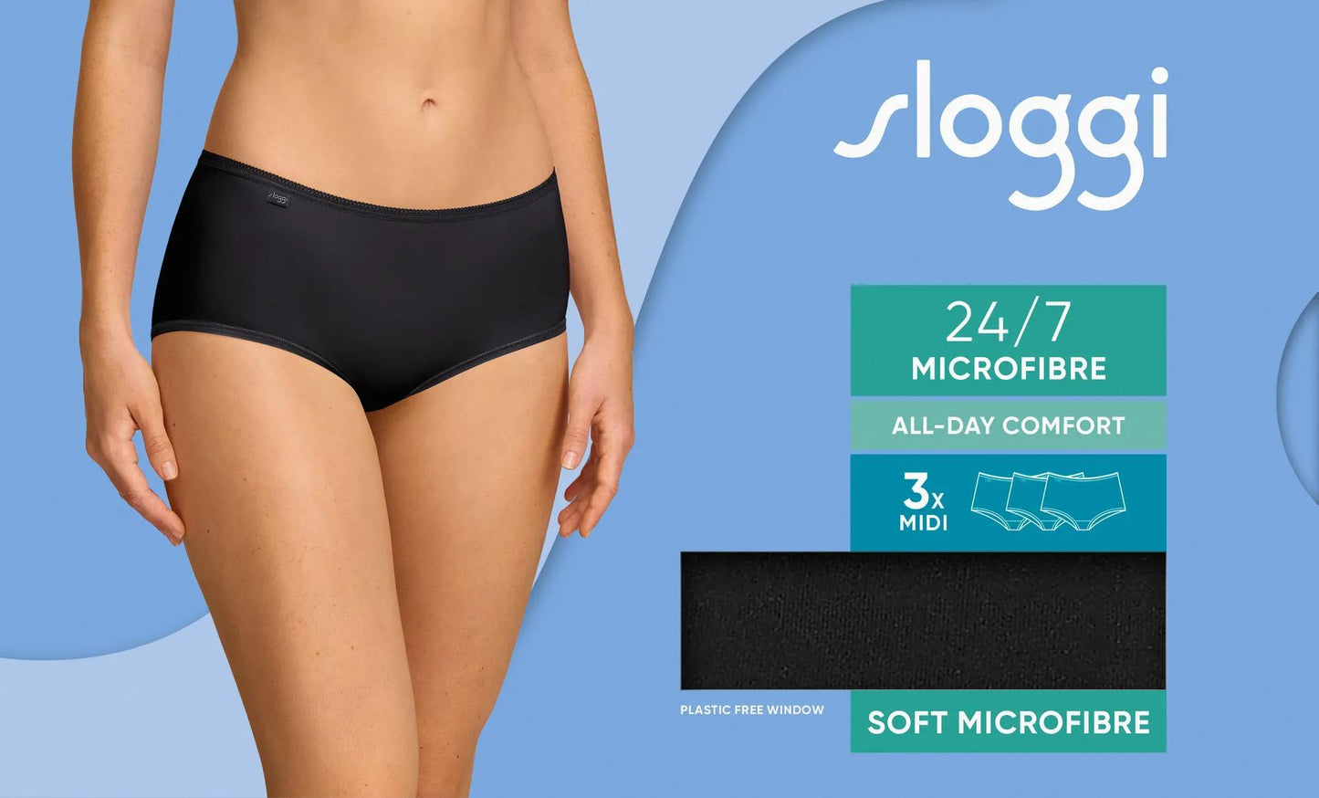 sloggi 24/7 Microfibre Midi C3P (Black)