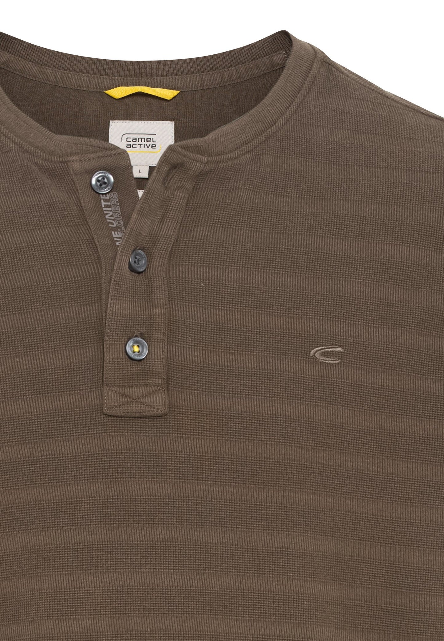 Langarm Henleyshirt aus reiner Baumwolle (Dark Choclate)