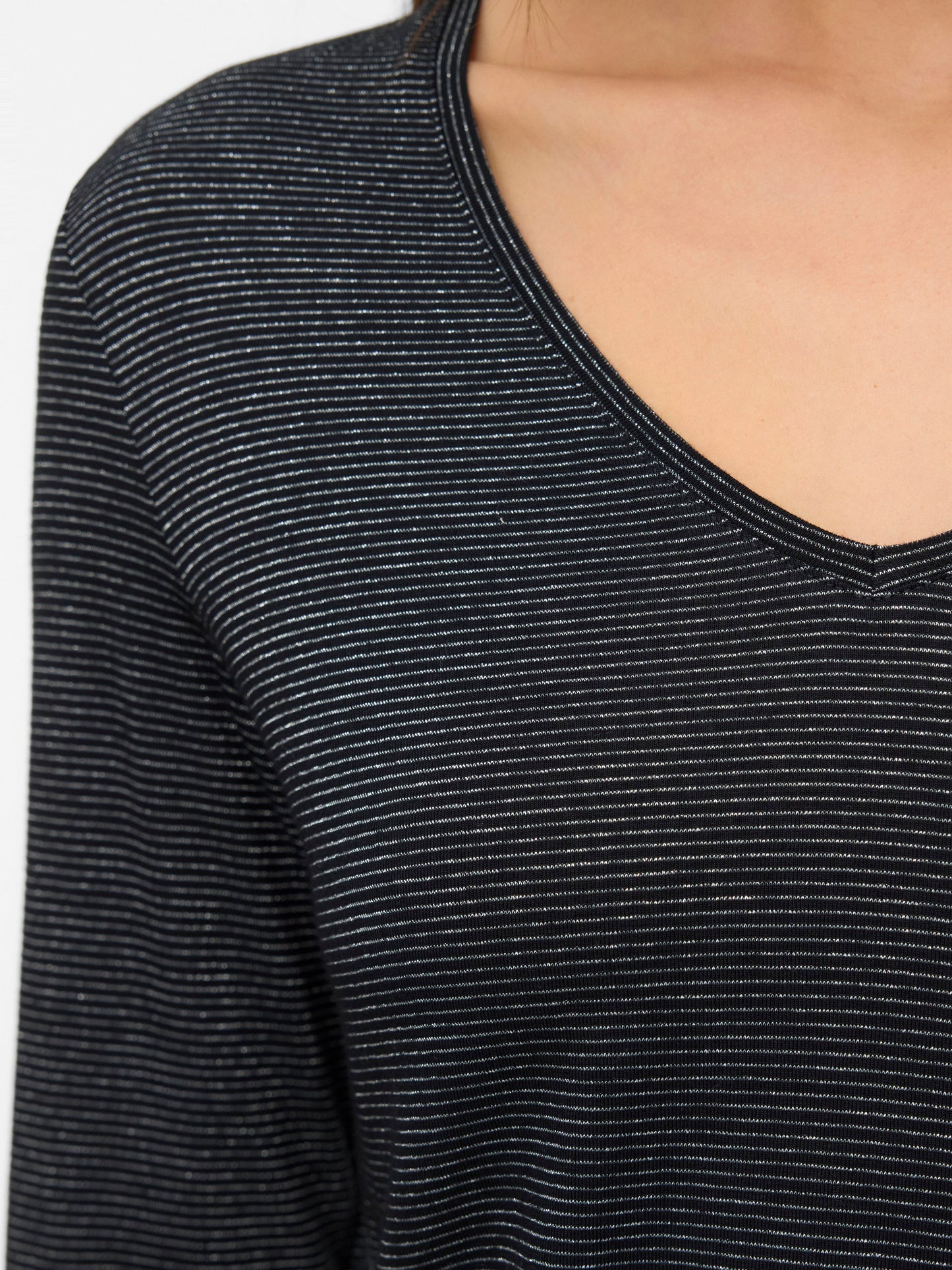 Vmlava Glitter Ls V-neck Top Stripe Noos (Black/silv)