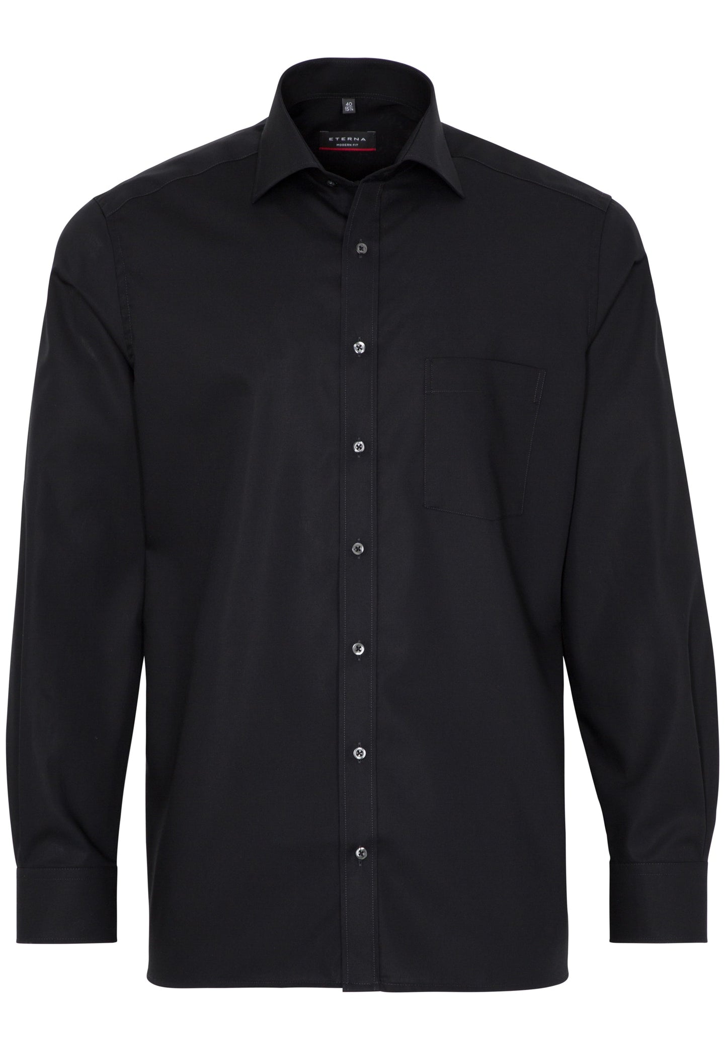 ETERNA unifarbenes Popeline-Hemd MODERN FIT (Schwarz)