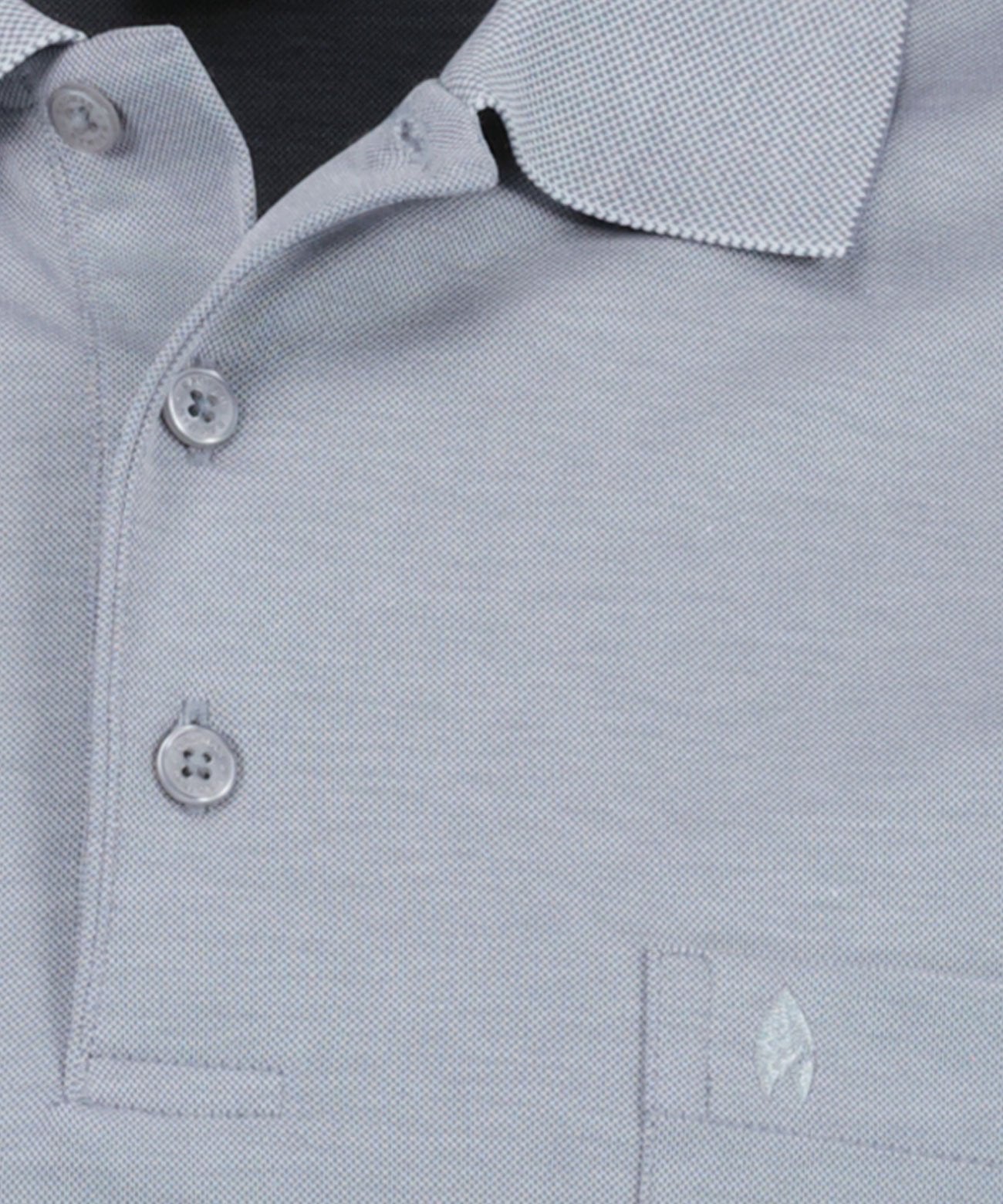 Softknit-Polo mit Brusttasche, kurzarm (Silber)