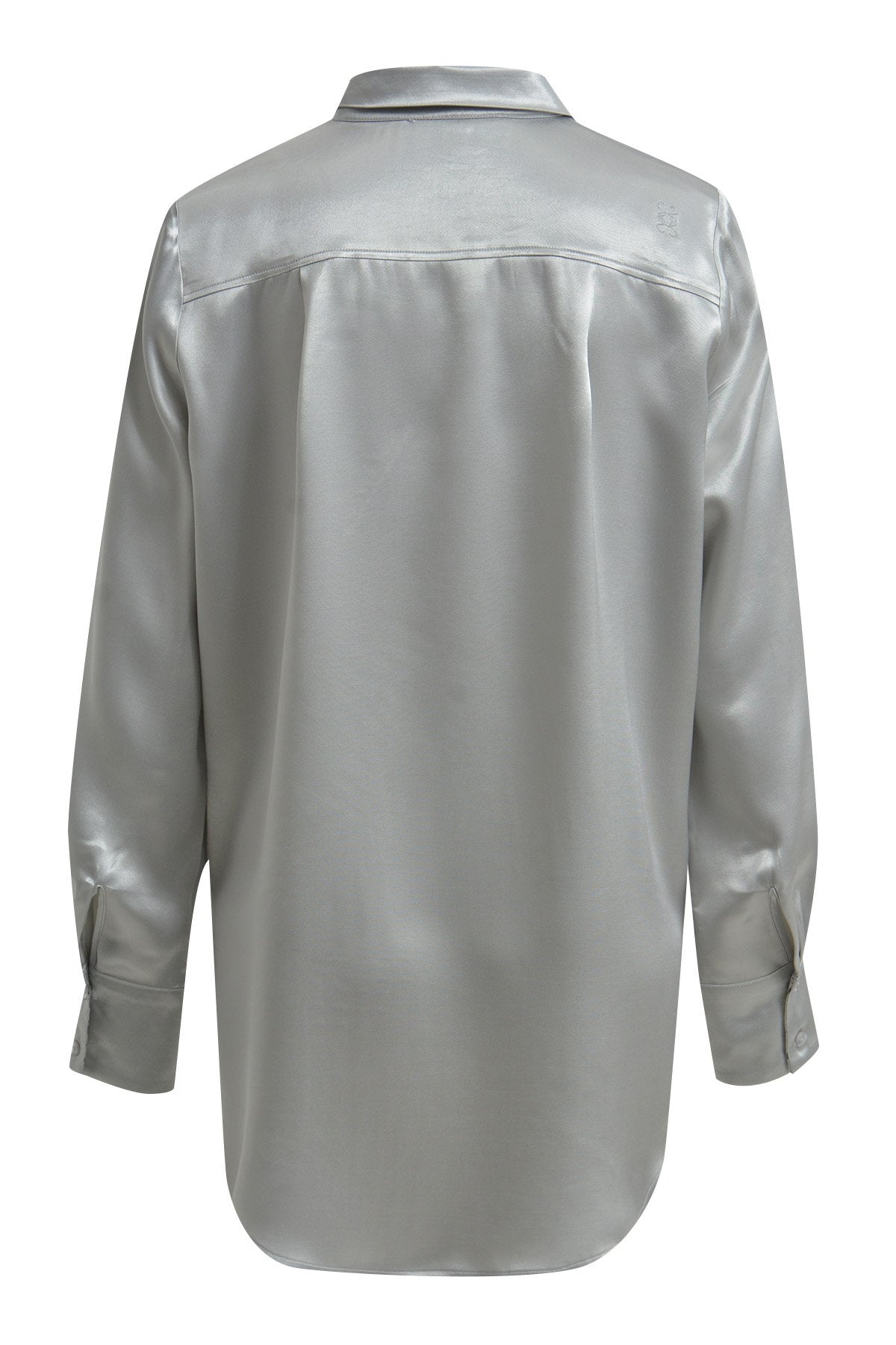 Shiny Shirt Collar Blouse (Silver)