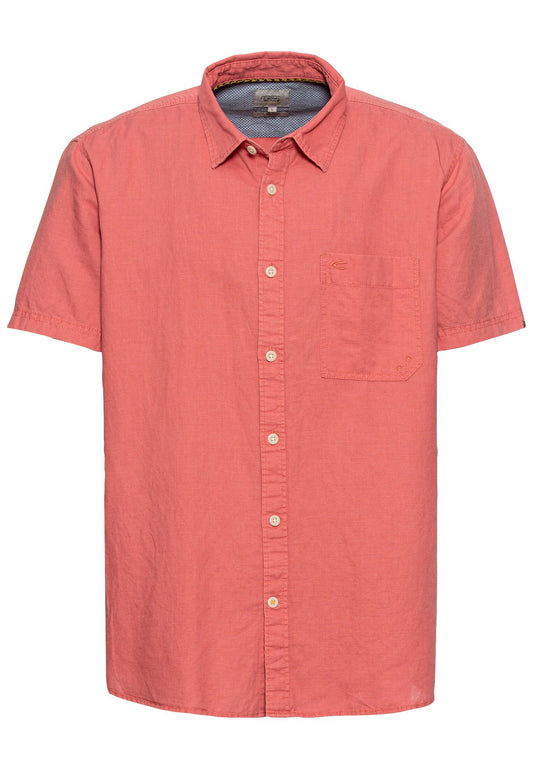 Kurzarm Hemd aus einem Leinen-Baumwoll-Mix (Faded Red)