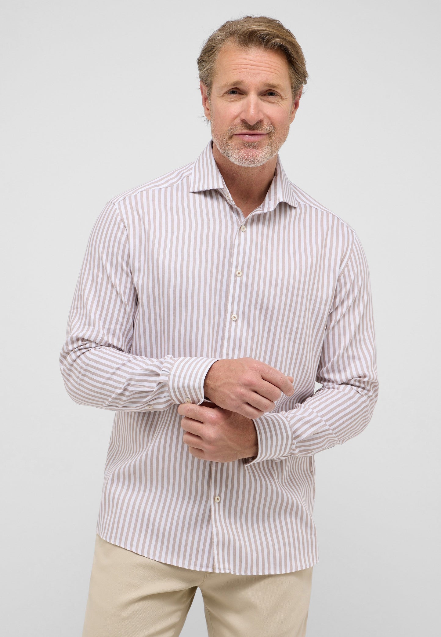 Linen Shirt Twill Langarm (Beige-braun)