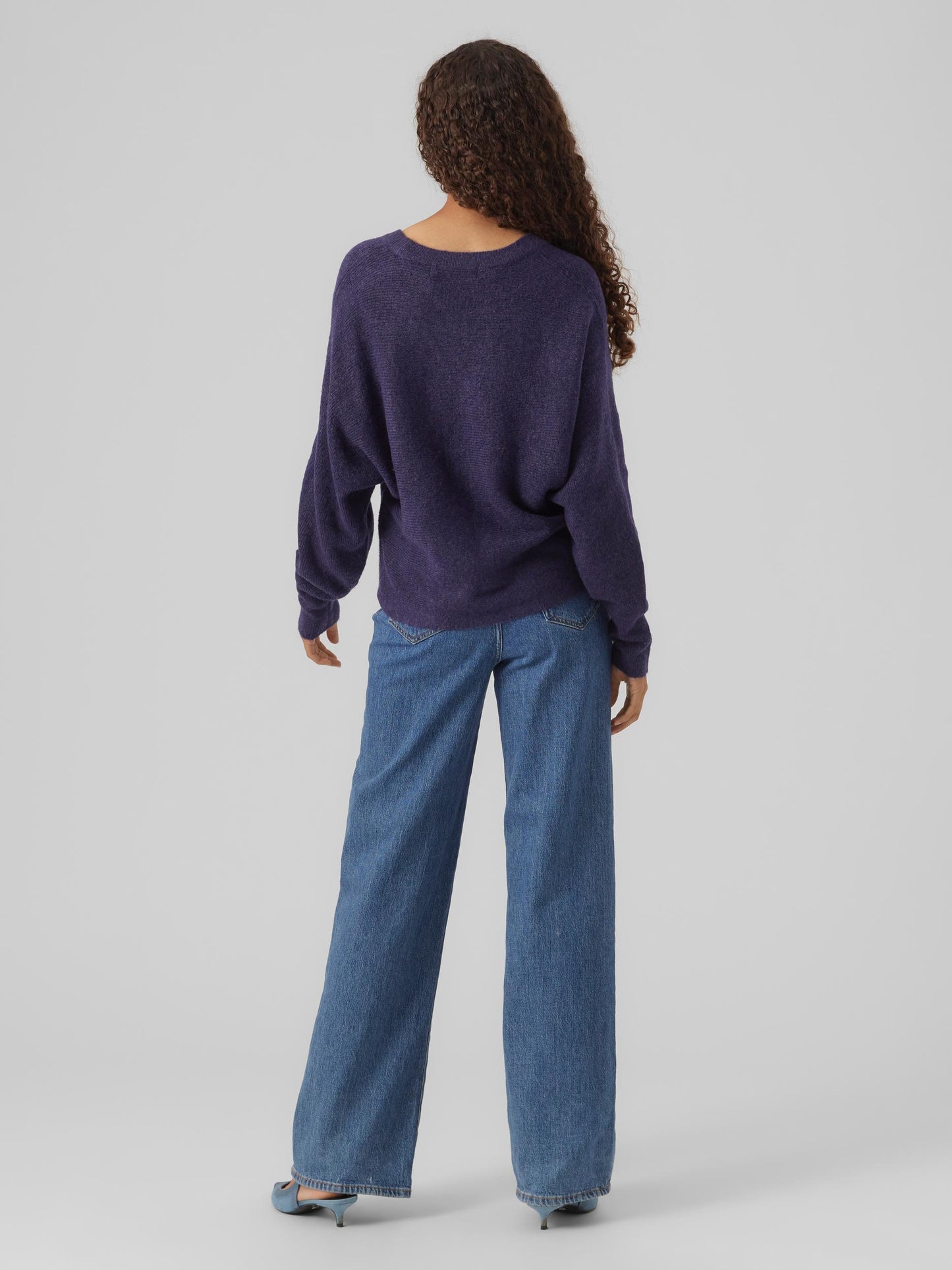 Vmemerald Lefile Ls V-neck Pull. Low (Birch/w. M)