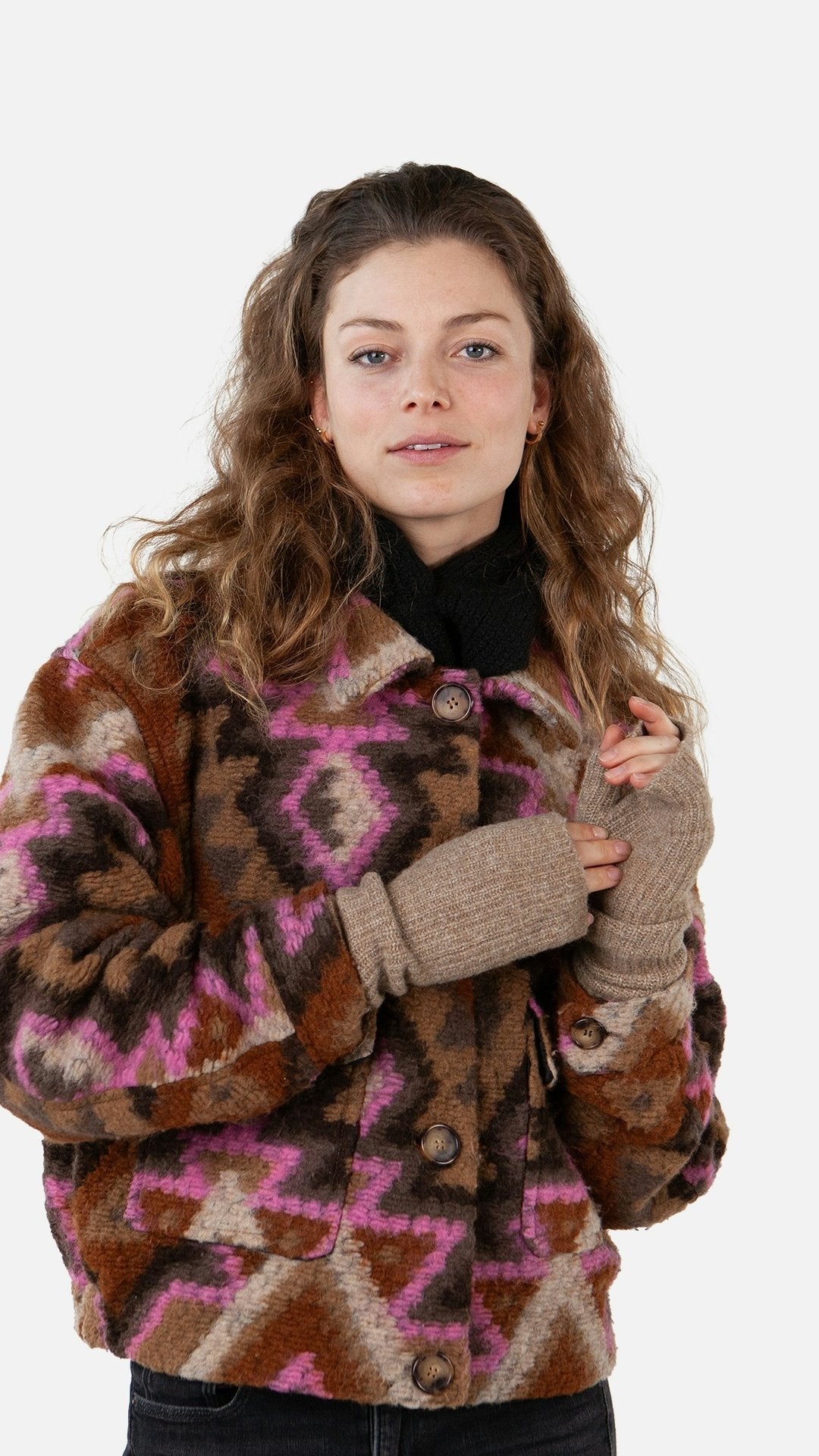 Darty Fingerless Gloves (Beige Light Brown)