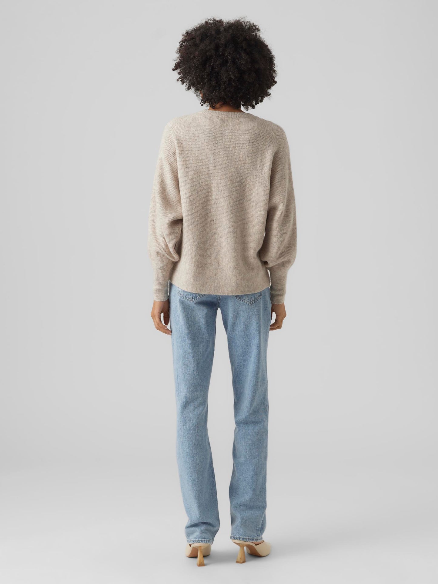 Vmemerald Lefile Ls V-neck Pull. Low (Birch/w. M)