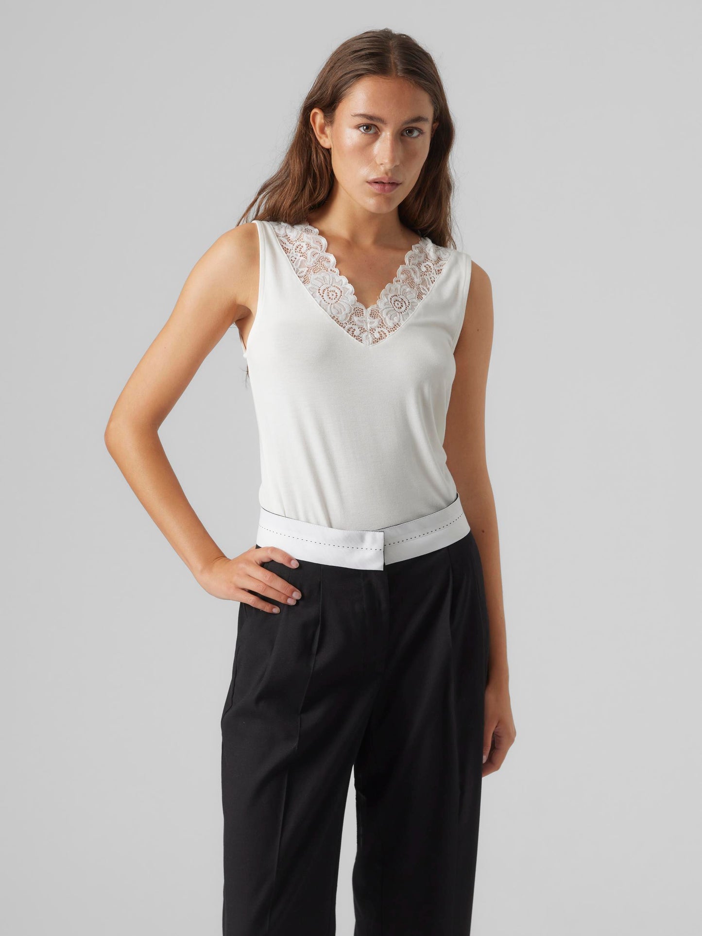 Vmrosa Sl V-neck Top Ga Jrs Noos (Snow White)