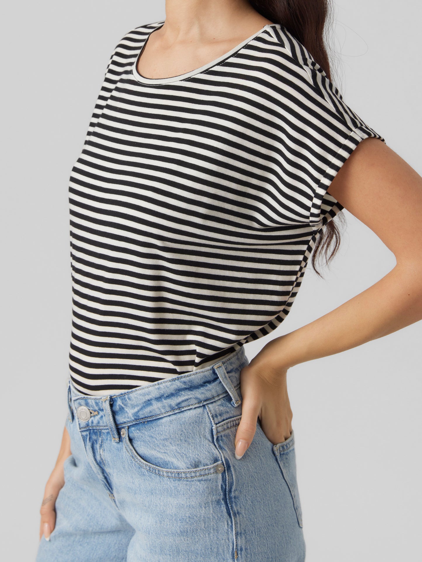 Vmava Plain Ss Top Stripe Ga Jrs Noos (Black/pris)