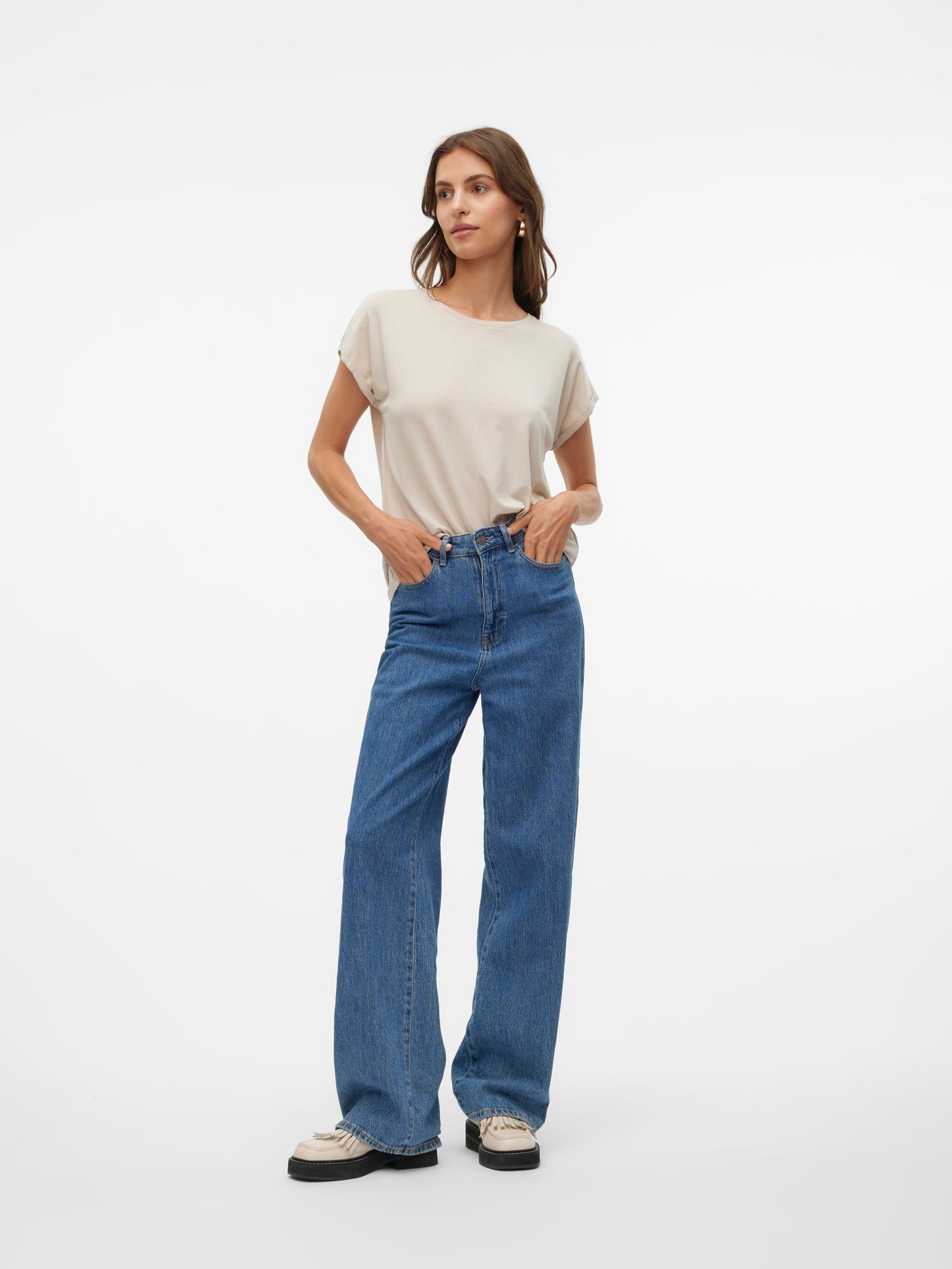 Vmlava Glitter Ss Top Stripe Ga (Oatmeal/go)