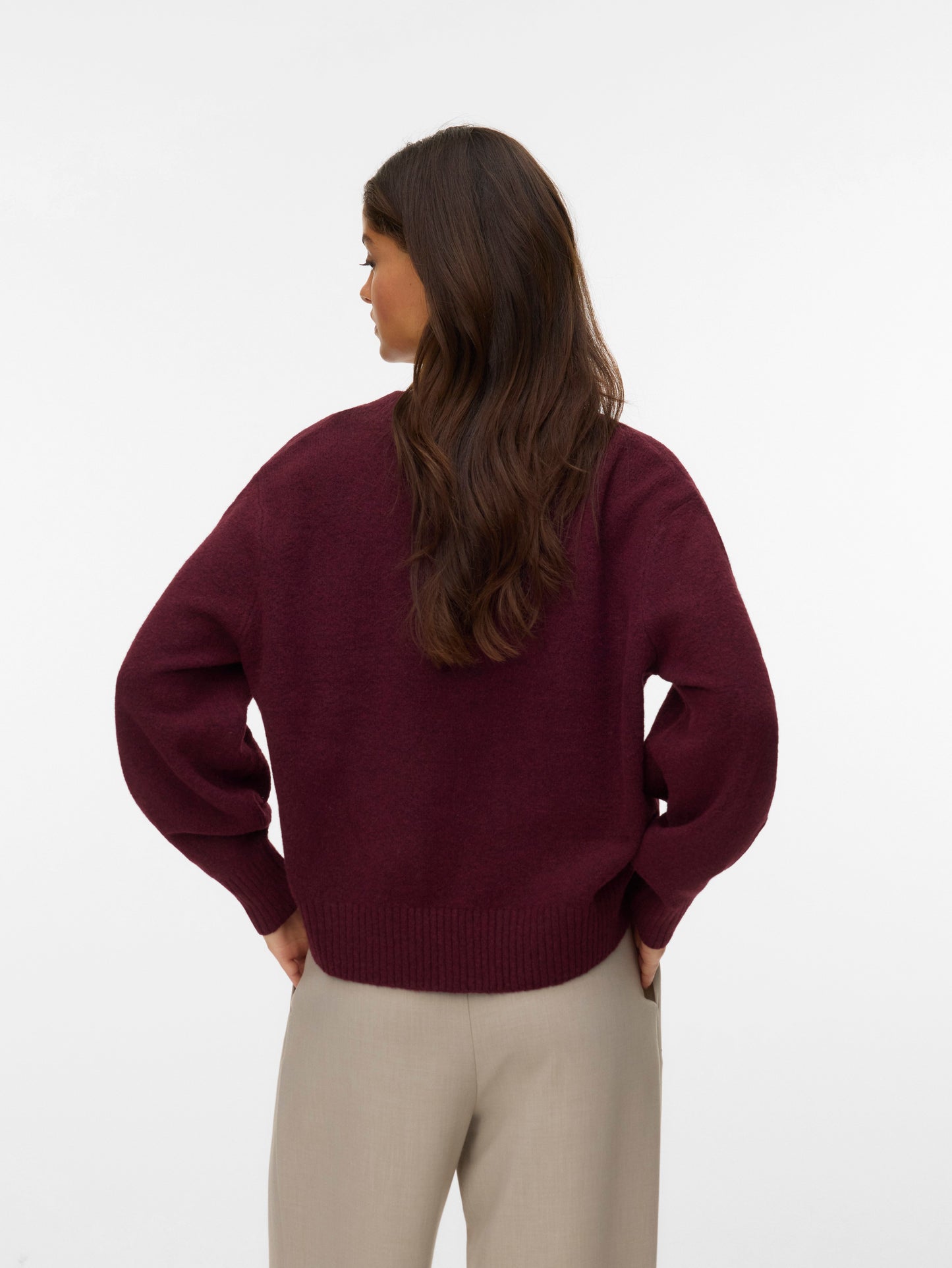 Vmboom Ls V-neck Pullover Noos (Winetastin)
