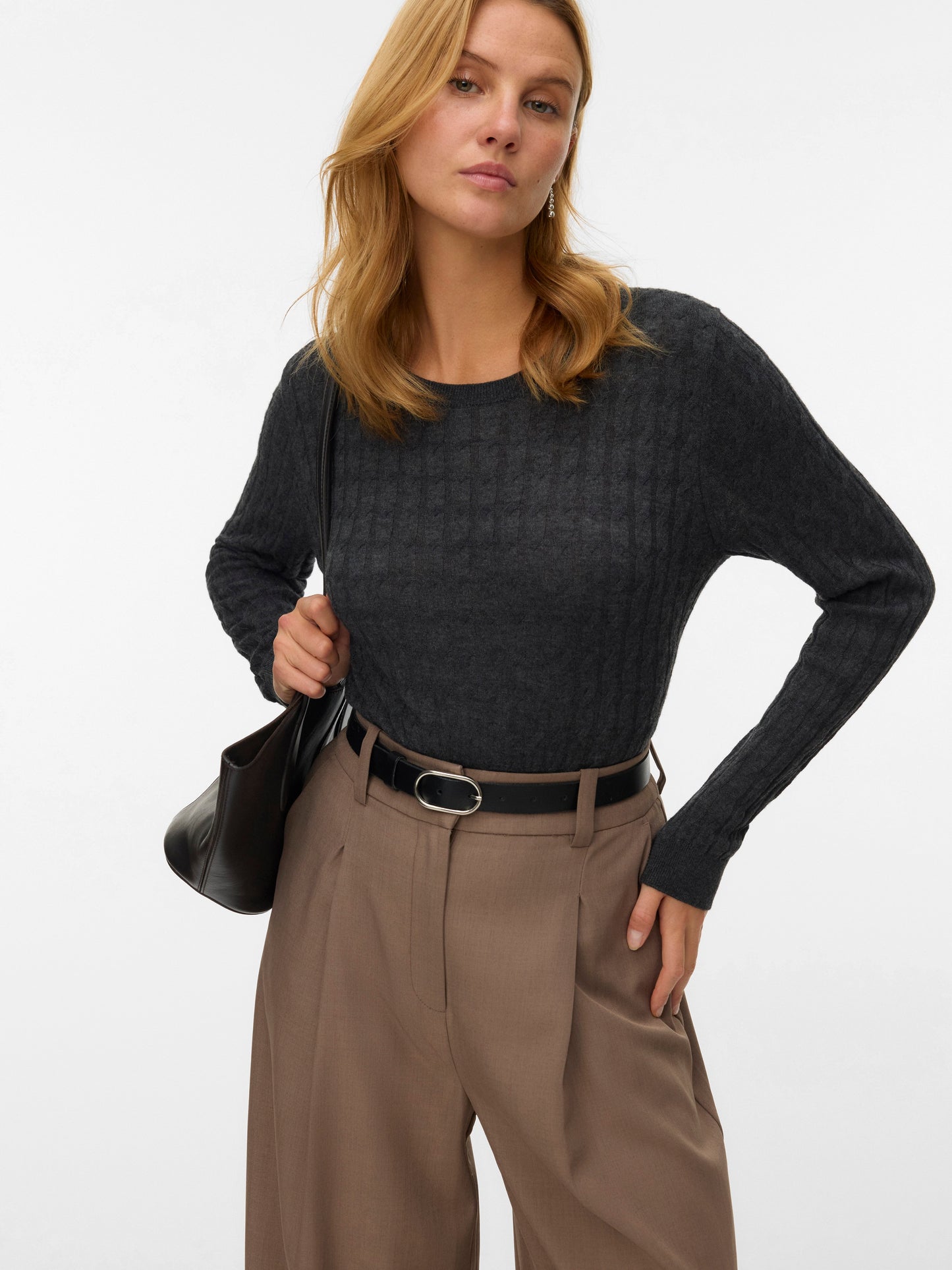 Vmflo Ls O-neck Pullover Boo (Dark Grey Mel)