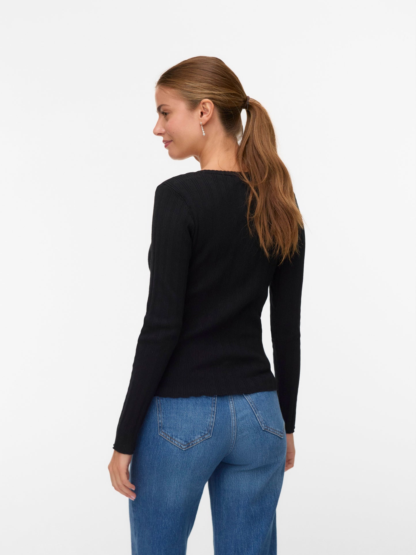 Vmwillow Pointelle Ls U-nck Pullover Boo (Black)